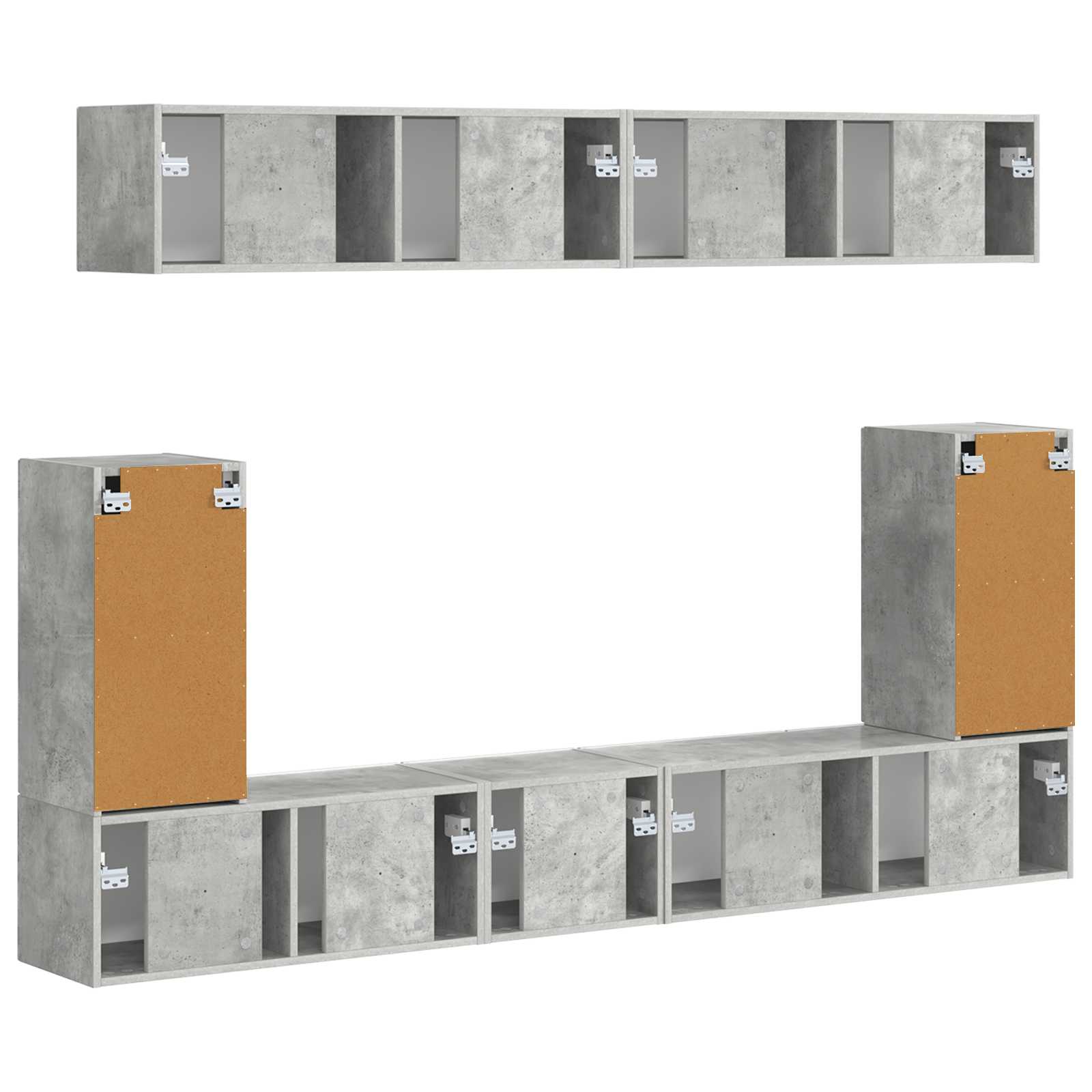 Set TV komoda Zidne 5 pcs Betonski sivi Konstruirano drvo