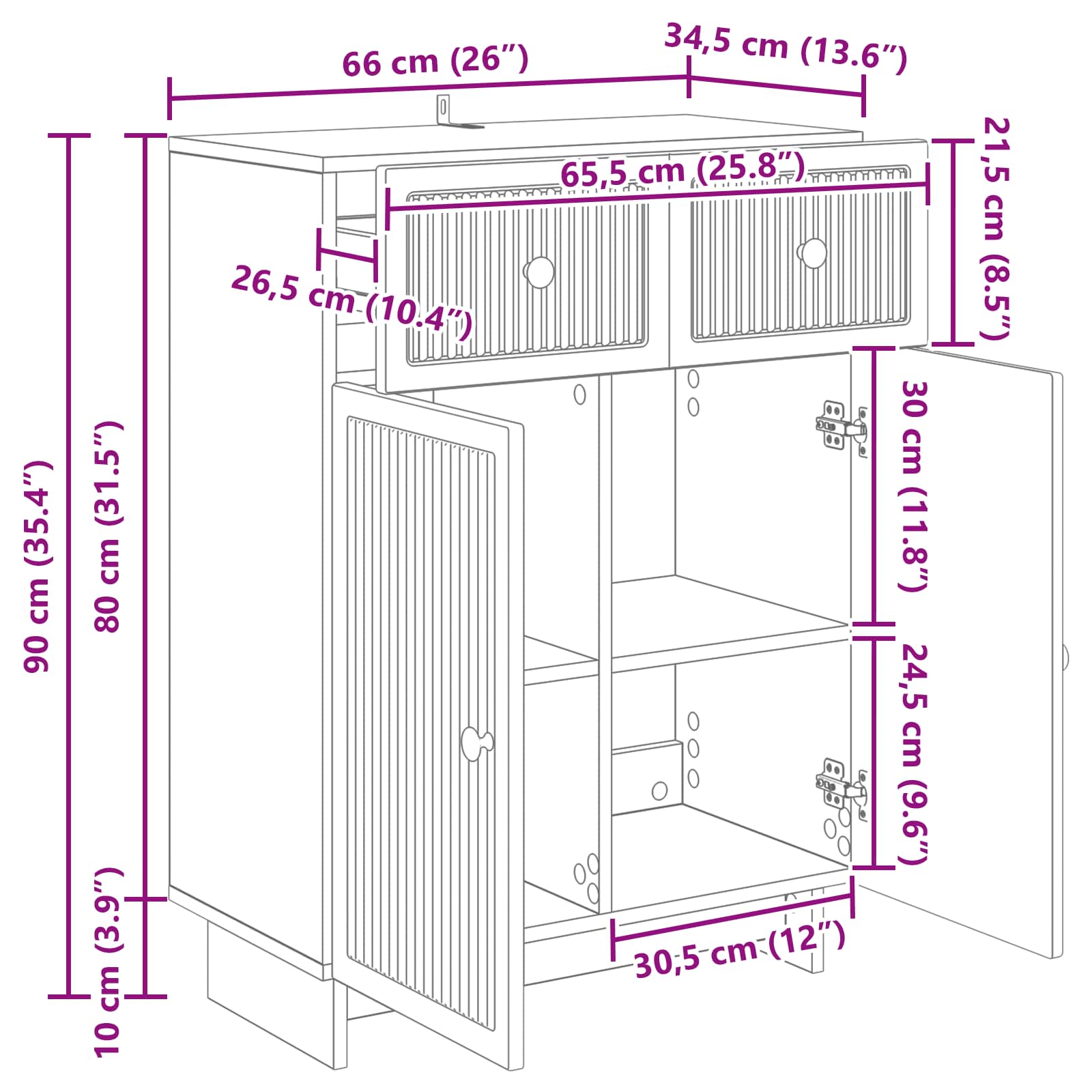 Kreveta s ladicama Bijela 66 x 34,5 x 90 cm Konstruirano drvo