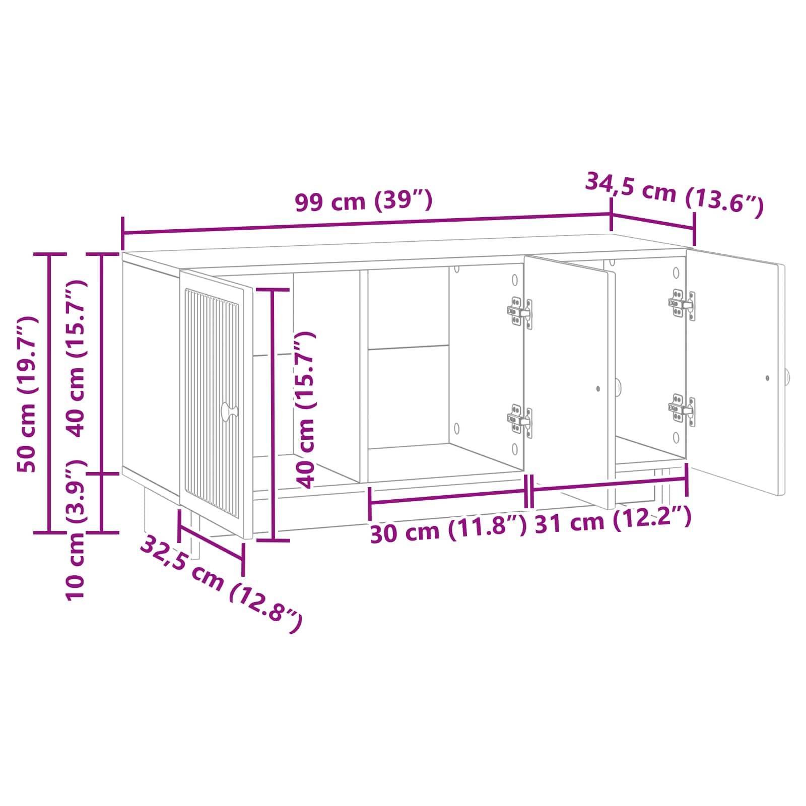 TV ormar Bijela 99 x 34,5 x 50 cm Konstruirano drvo