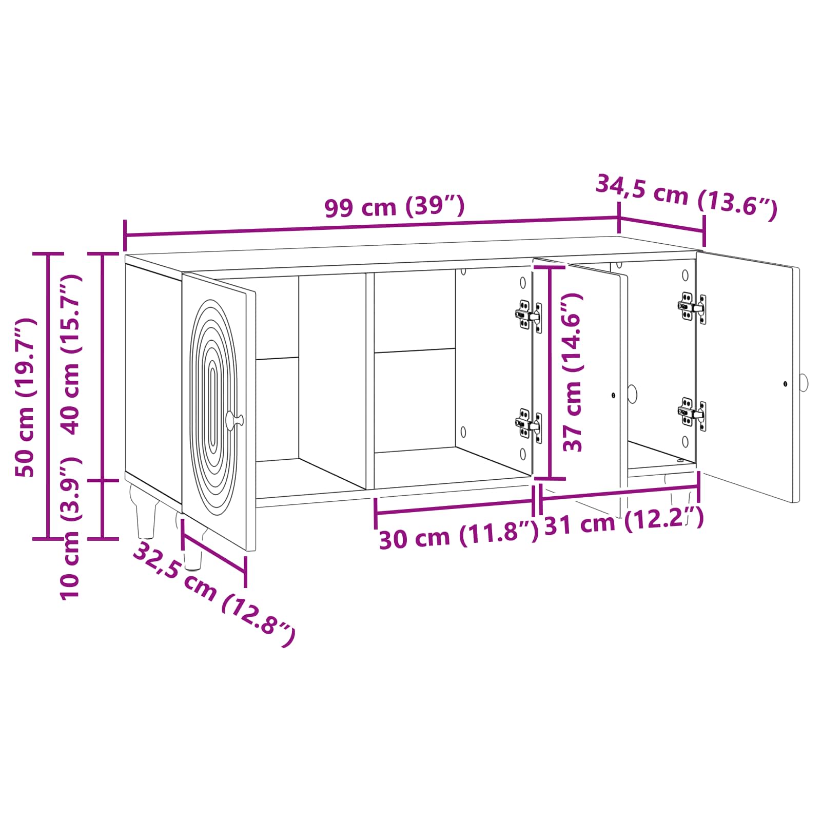 TV ormar Bijela 99 x 34,5 x 50 cm Konstruirano drvo