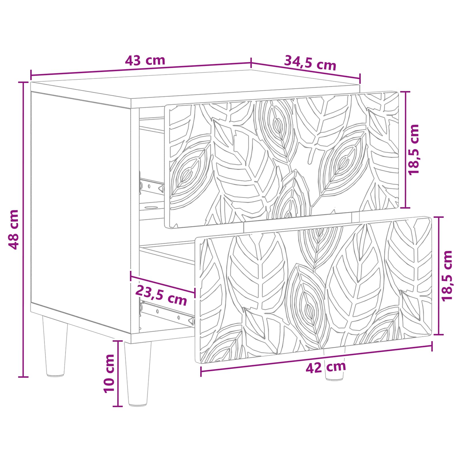 Noćni ormarić Hrast artisan 43 x 34,5 x 48 cm Konstruirano drvo
