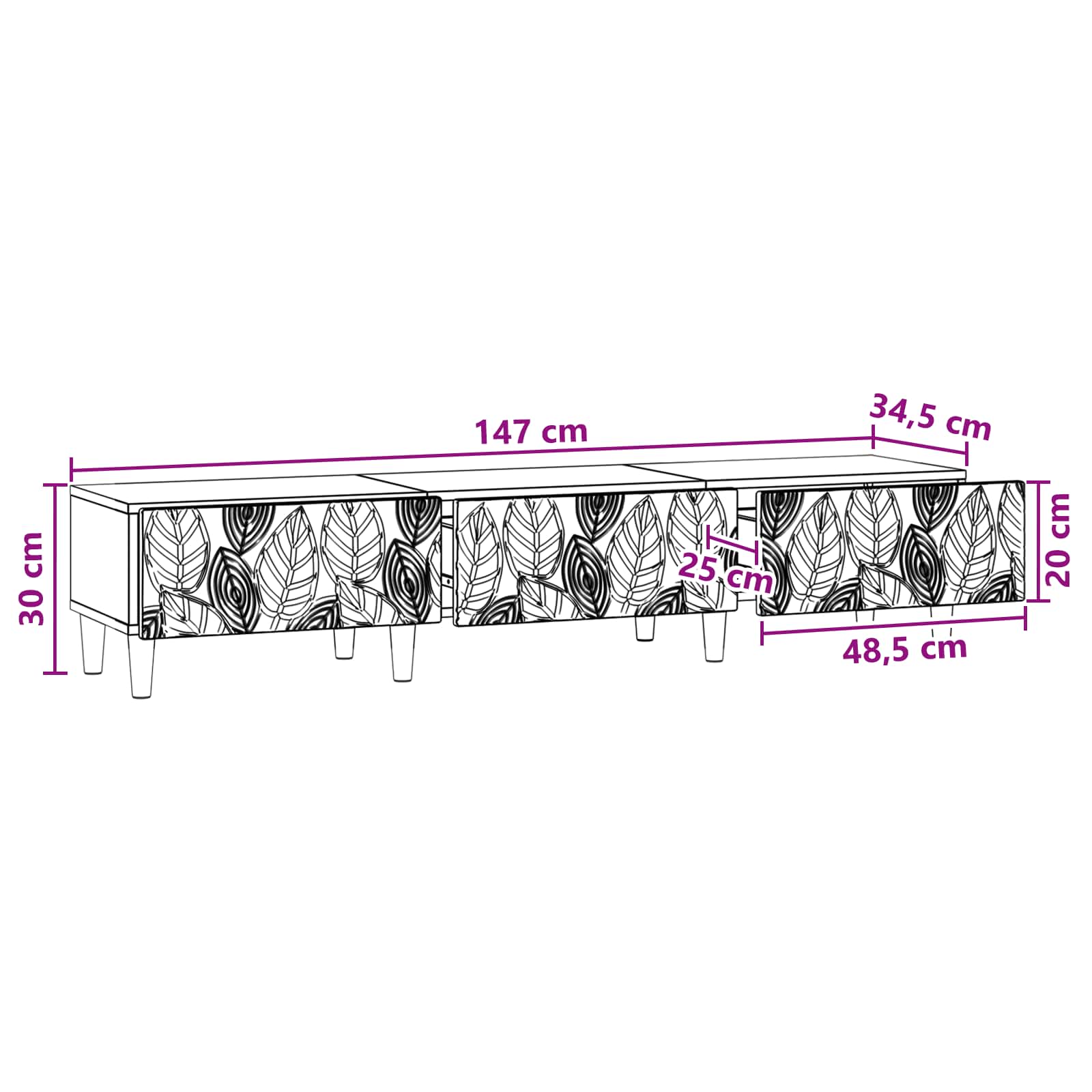 TV ormar 147 x 34,5 x 30 cm Hrast artisan Konstruirano drvo