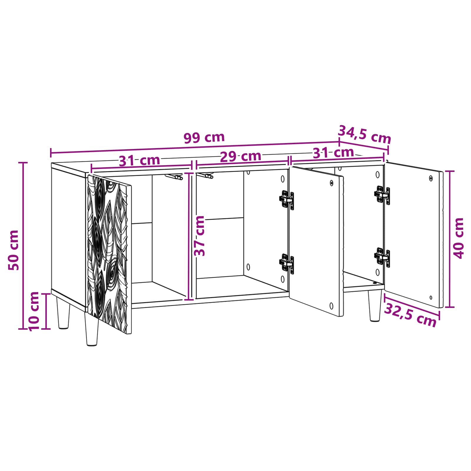 TV ormar 99 x 34,5 x 50 cm Staro drvo Konstruirano drvo