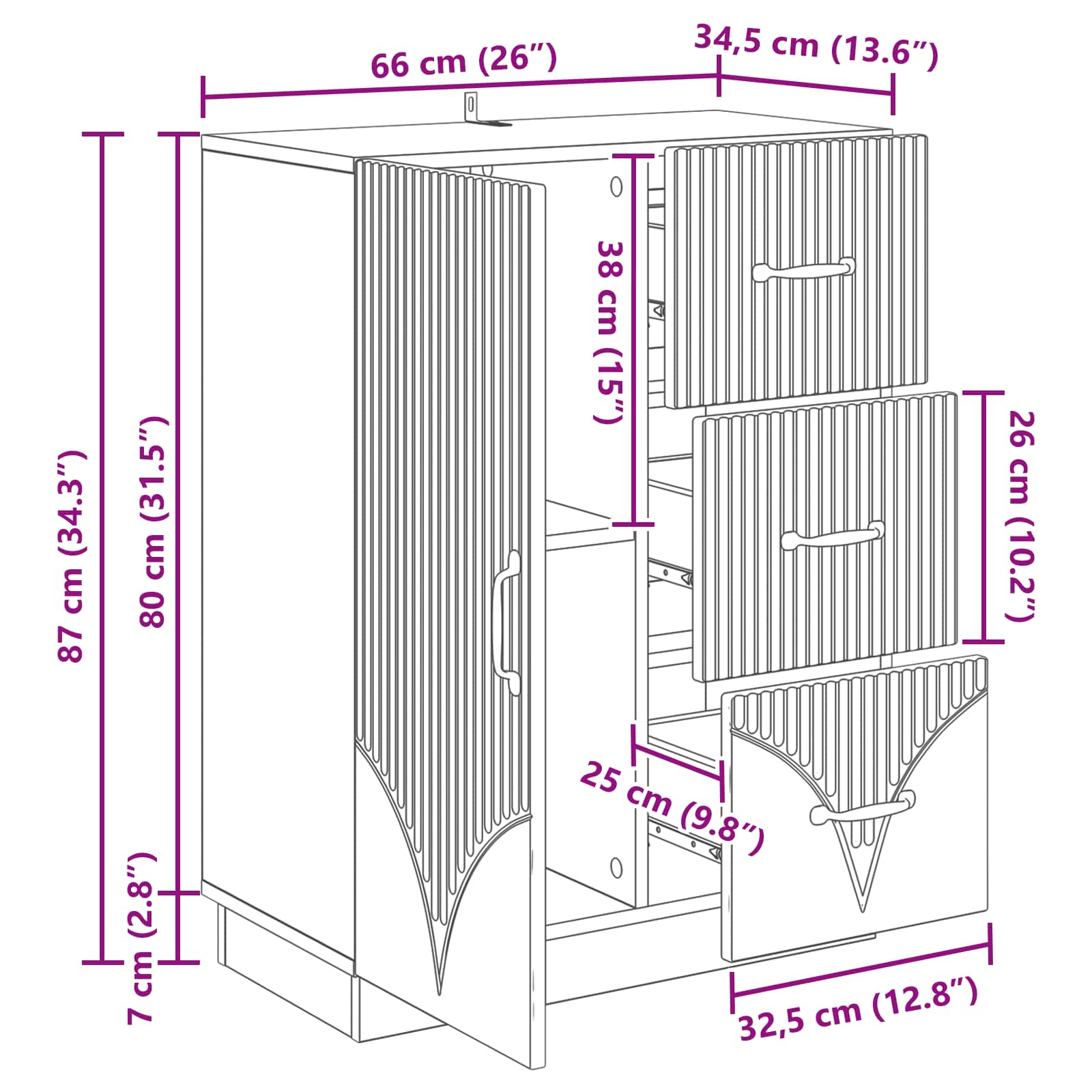 Kreveta s ladicama Bijela 66 x 34,5 x 87 cm Konstruirano drvo