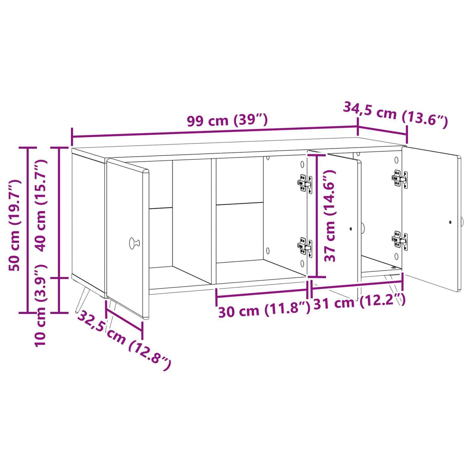 TV ormar Bijela 99 x 34,5 x 50 cm Konstruirano drvo