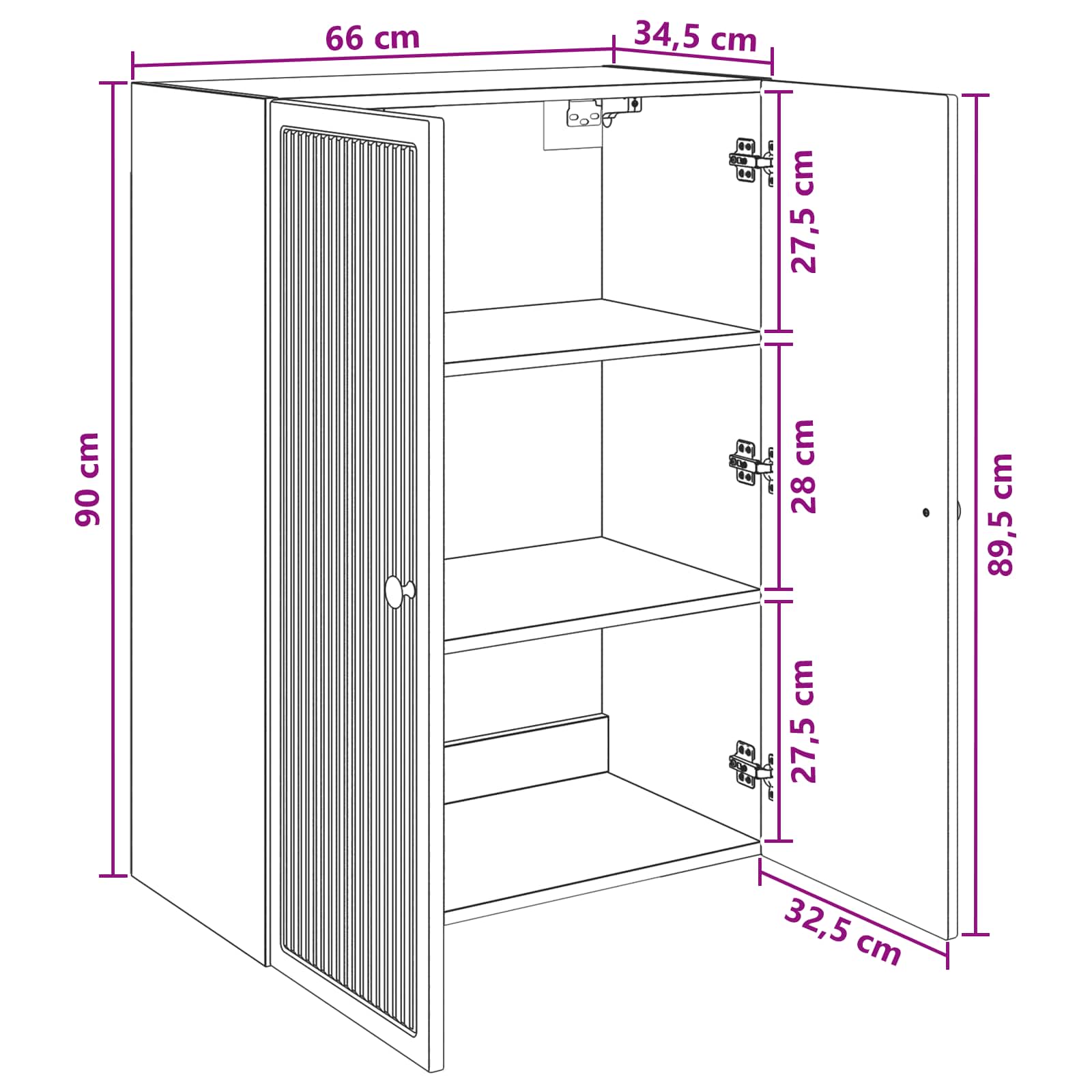 Ormar za montažu na zid Crna 66 x 34,5 x 90 cm