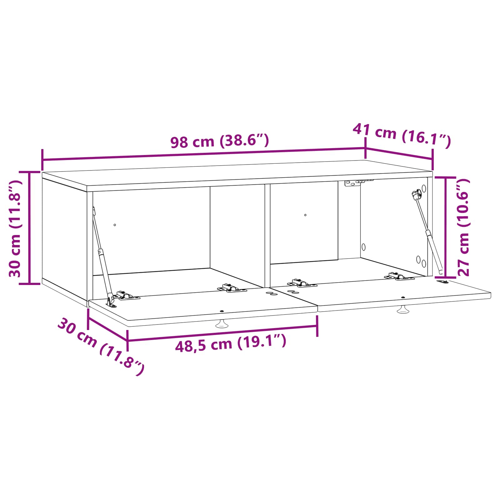 TV ormar za zid Zidne Bijela 99 x 41 x 30 cm Konstruirano drvo