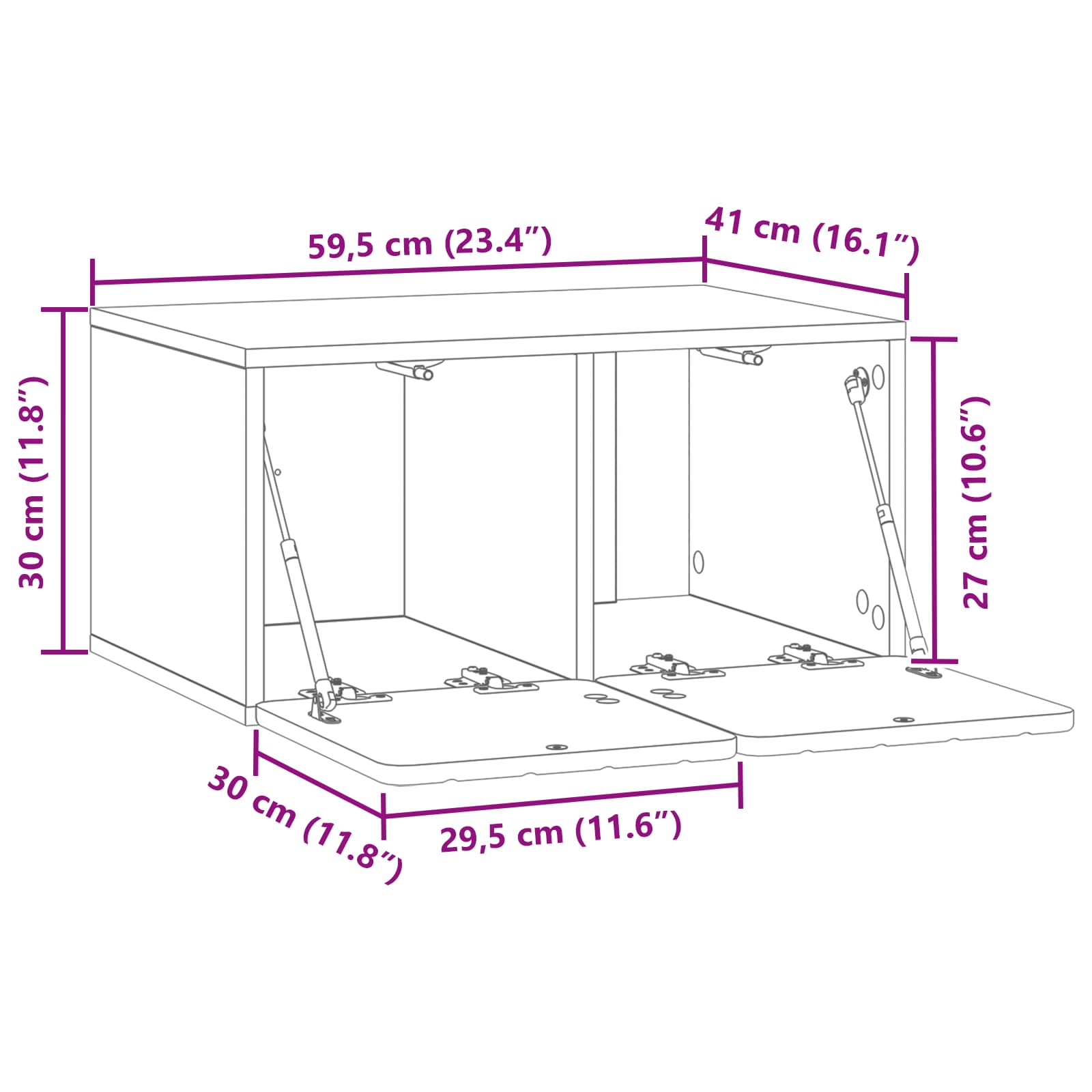TV ormar za zid Bijela 59,5 x 41 x 30 cm Konstruirano drvo
