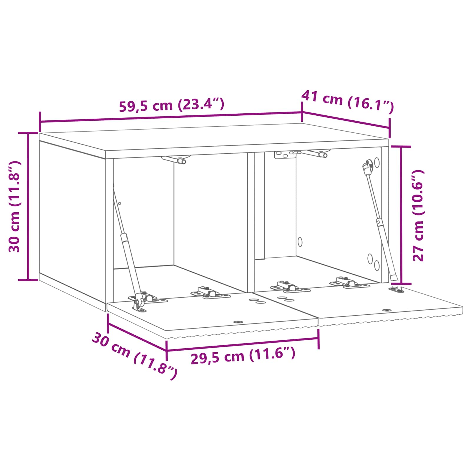 TV ormar za zid Bijela 59,5 x 41 x 30 cm Konstruirano drvo