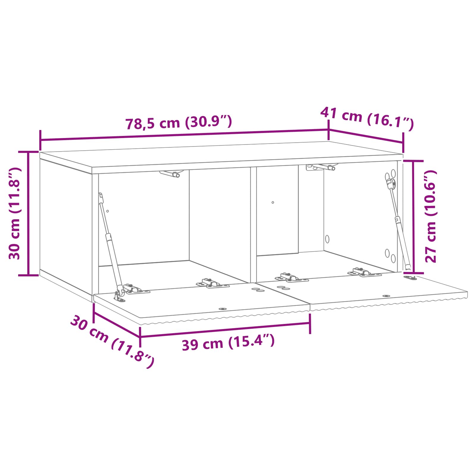 TV ormar za zid Bijela 78,5 x 41 x 30 cm Konstruirano drvo