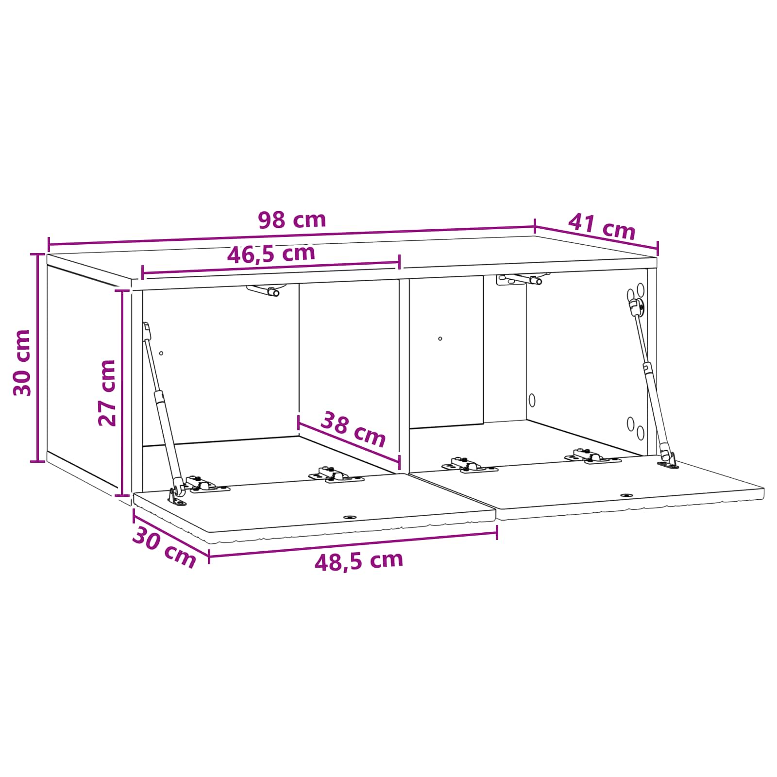 TV ormar za zid 98 x 41 x 30 cm Bijela Konstruirano drvo Zidne