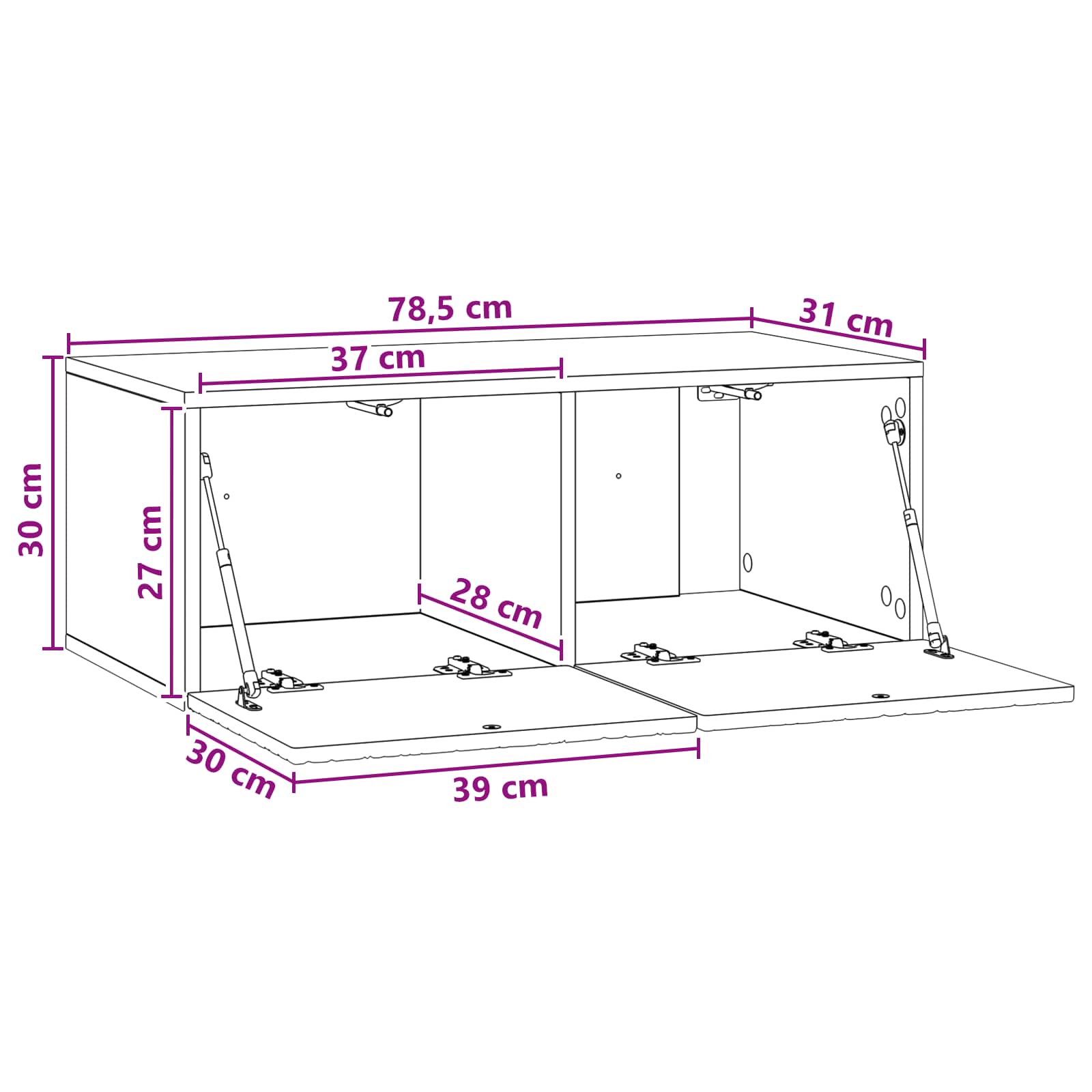 TV ormar za zid 78,5 x 31 cm Bijela Konstruirano drvo Zidne
