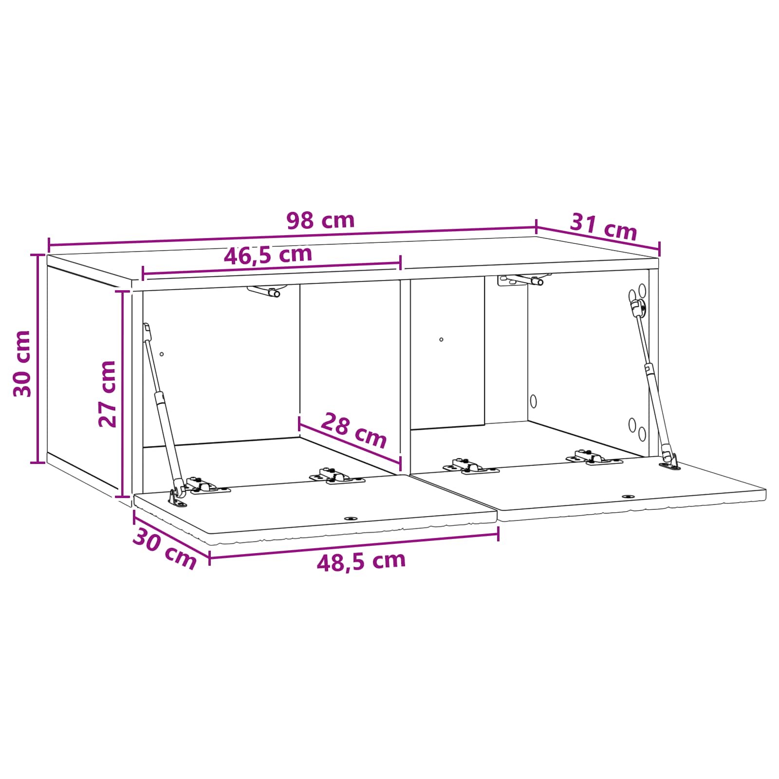 TV ormar za zid 98 x 31 cm Crna Konstruirano drvo Zidne