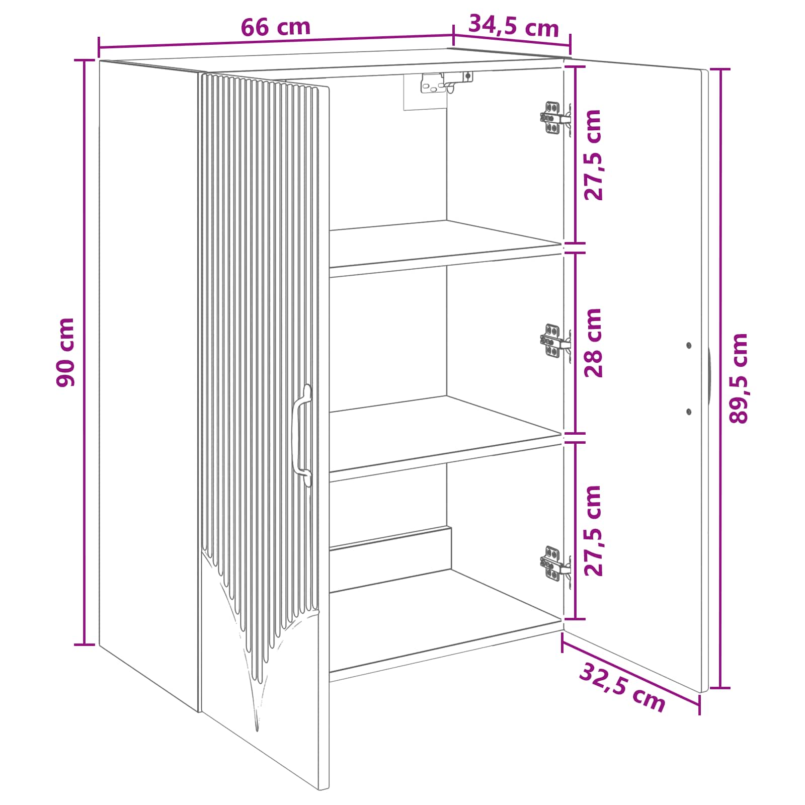 Ormar za montažu na zid Betonska siva 66 x 34,5 x 90 cm