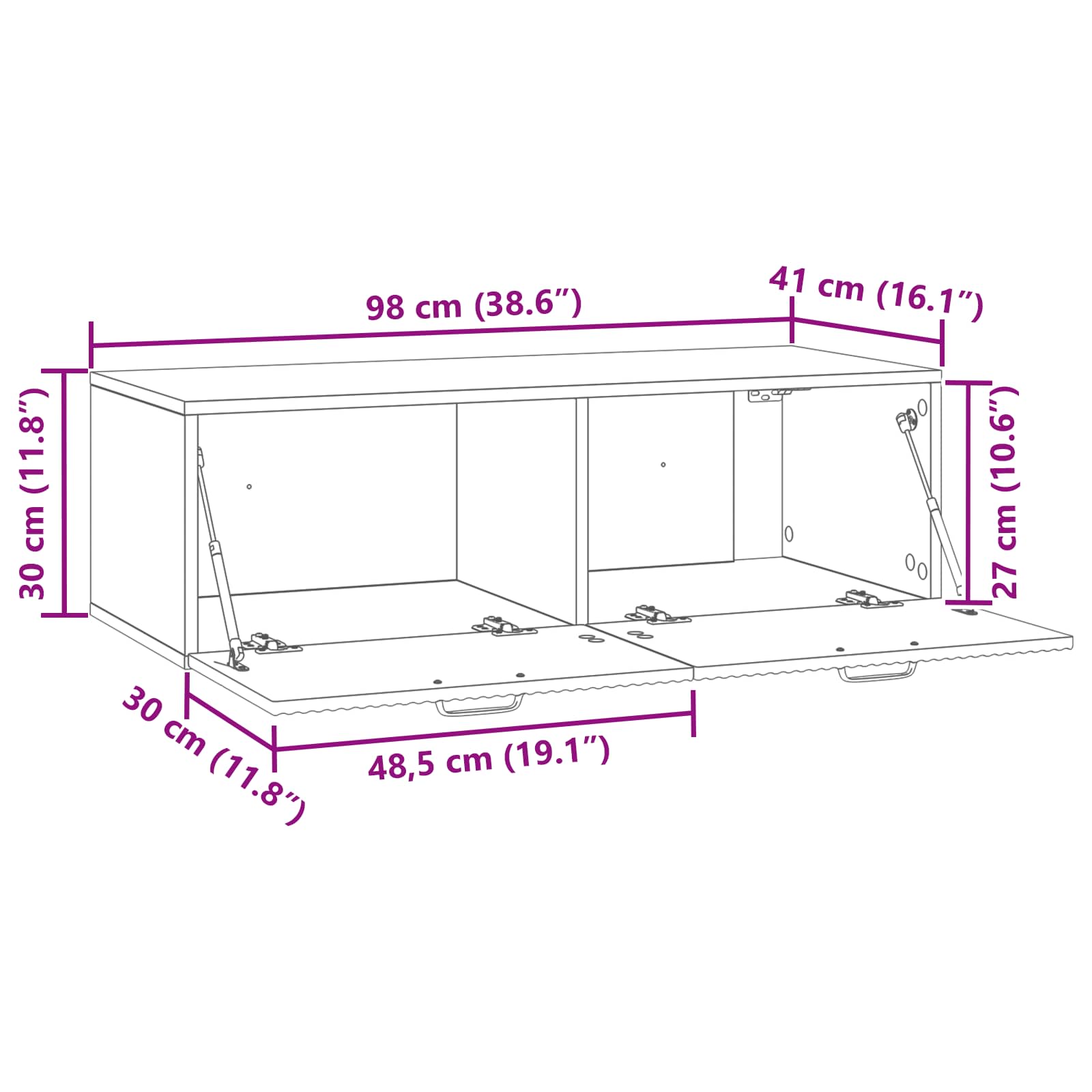 TV ormar za zid Zidne Bijela 98 x 41 x 30 cm Konstruirano drvo