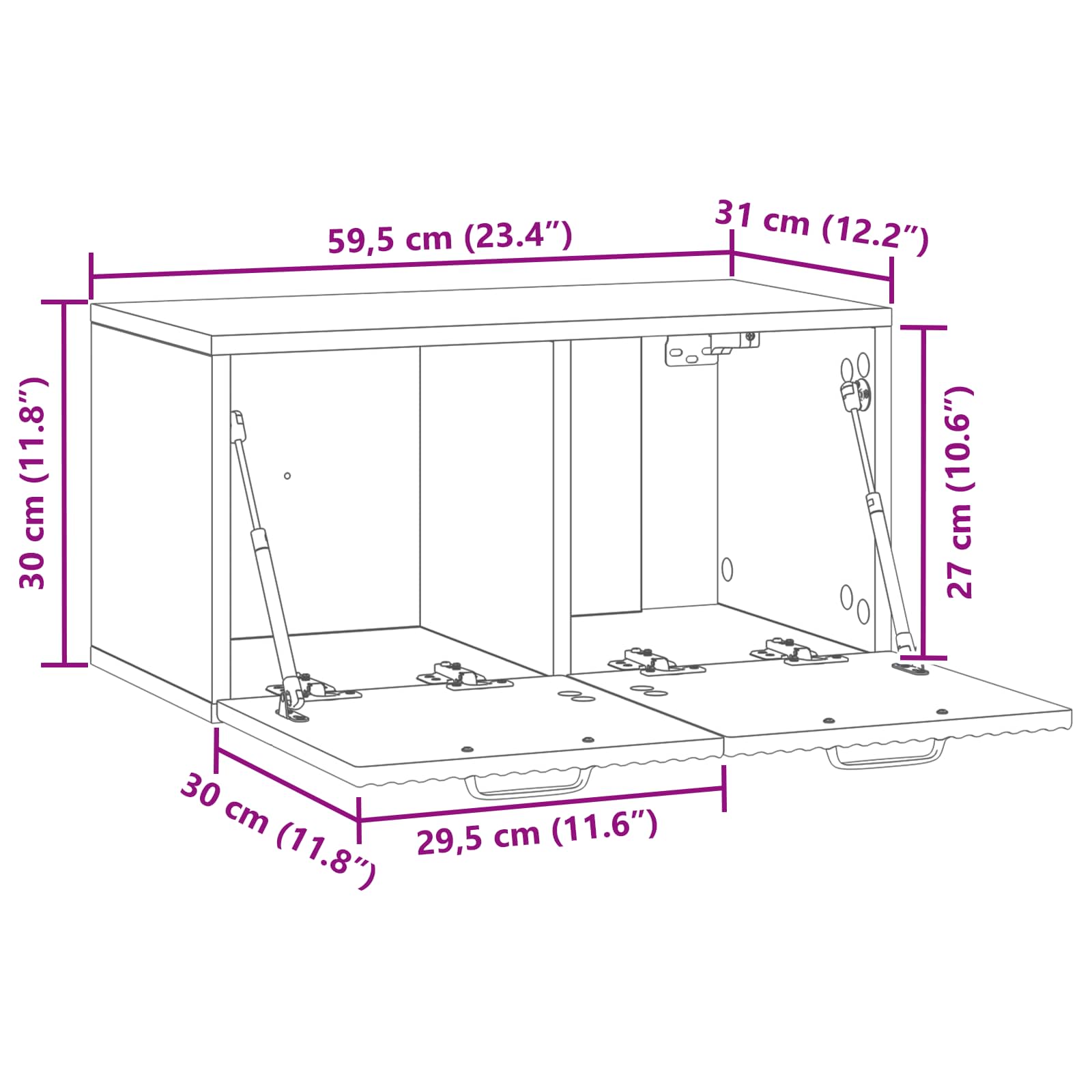 TV ormar za zid Bijela 59,5 x 31 x 30 cm Konstruirano drvo
