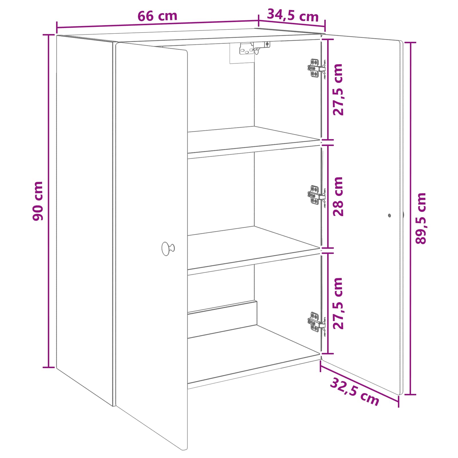 Ormar za montažu na zid Staro drvo 66 x 34,5 x 90 cm