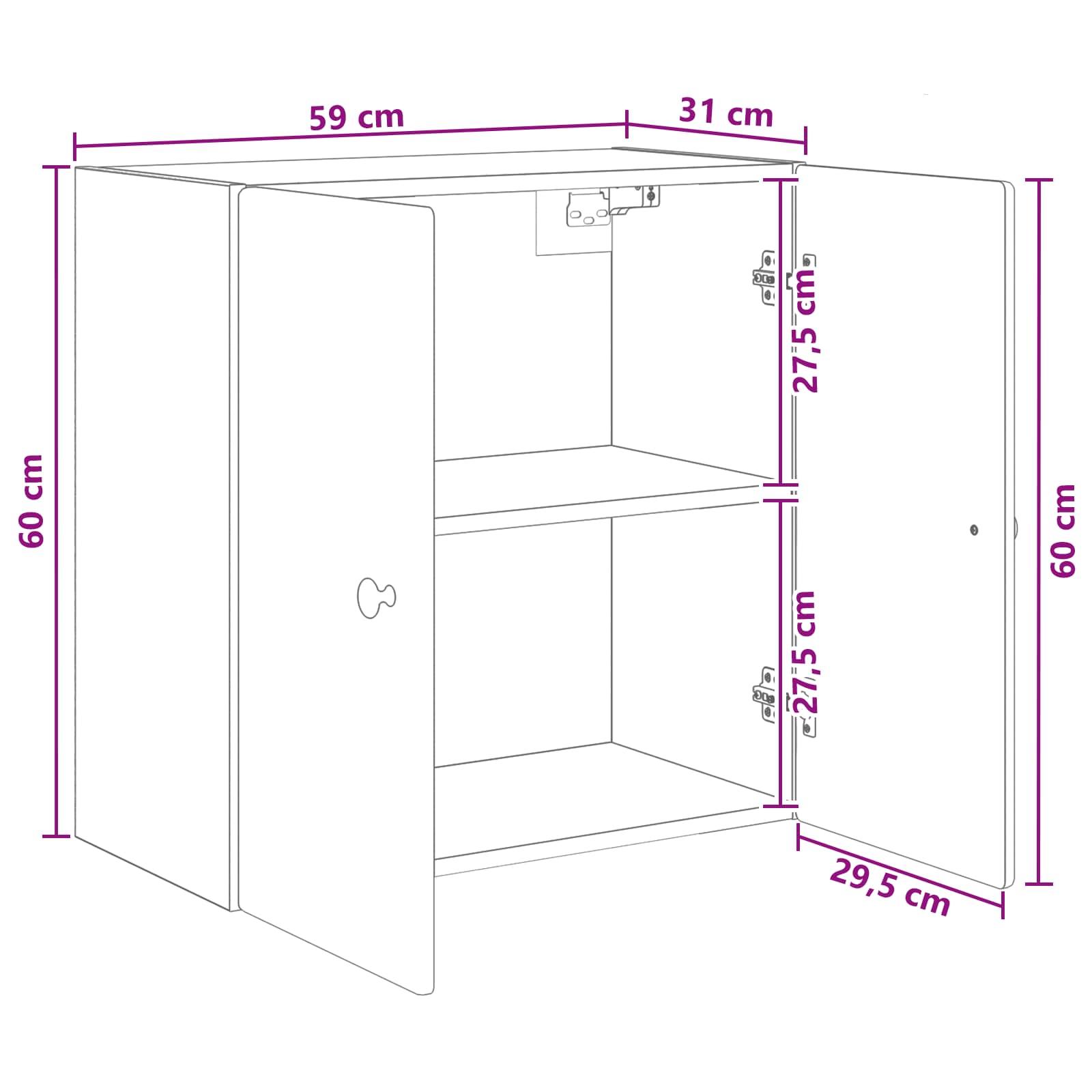 Ormar za montažu na zid Crna 59 x 31 x 60 cm Konstruirano drvo