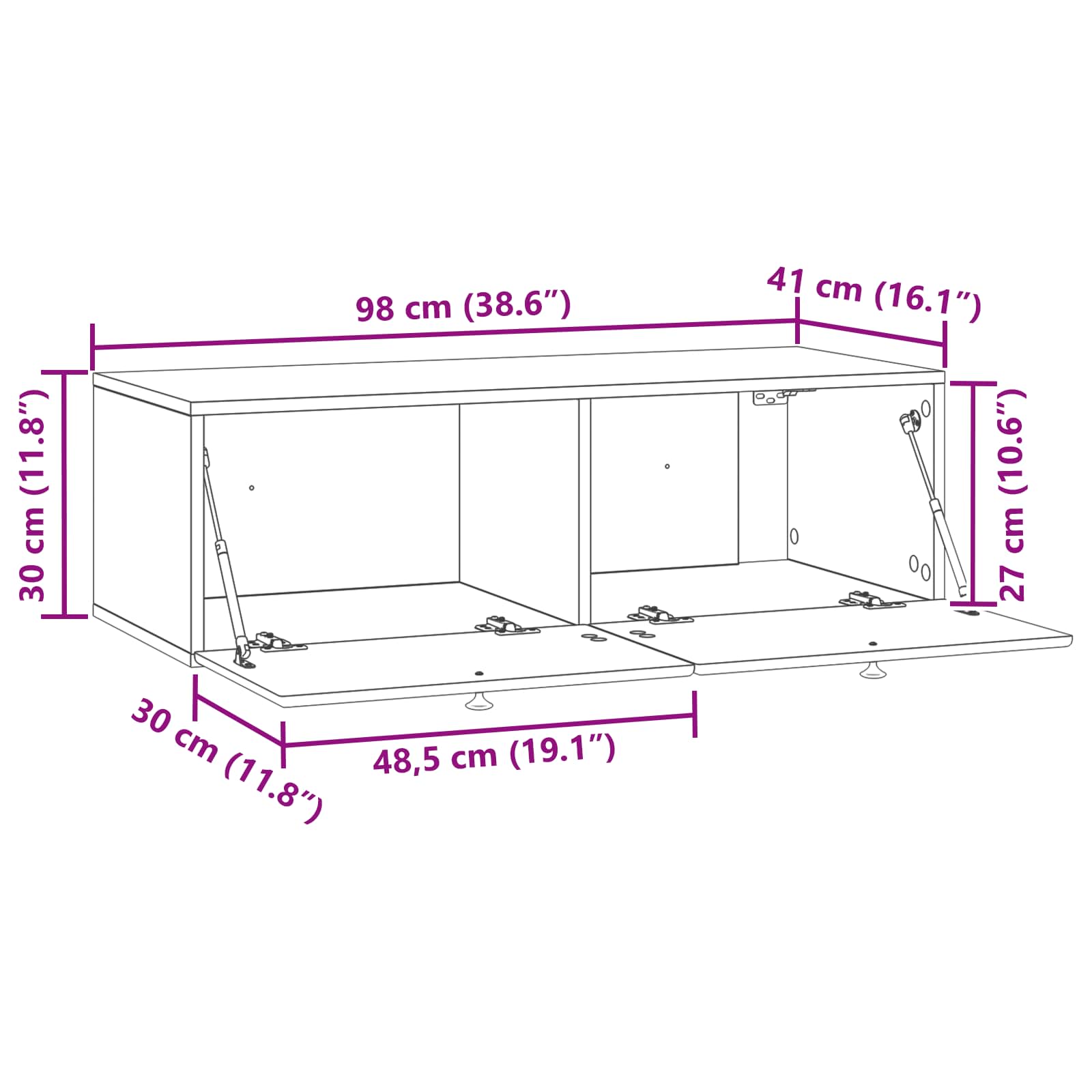 TV ormar za zid 98 x 41 x 30 cm Bijela Konstruirano drvo Zidne