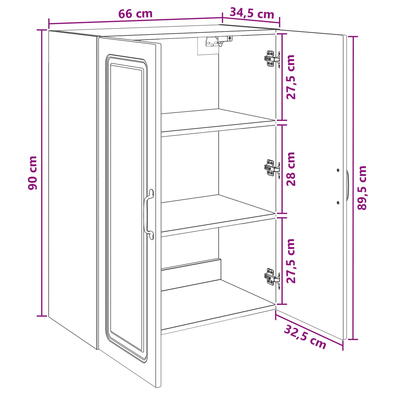 Ormar za montažu na zid Dimljeni hrast 66 x 34,5 x 90 cm