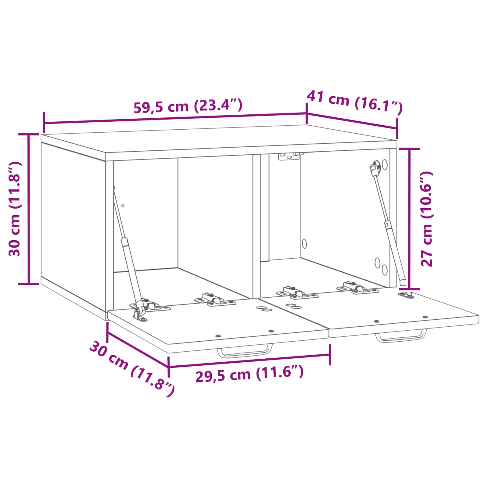 TV ormar za zid Bijela 59,5 x 41 x 30 cm Konstruirano drvo