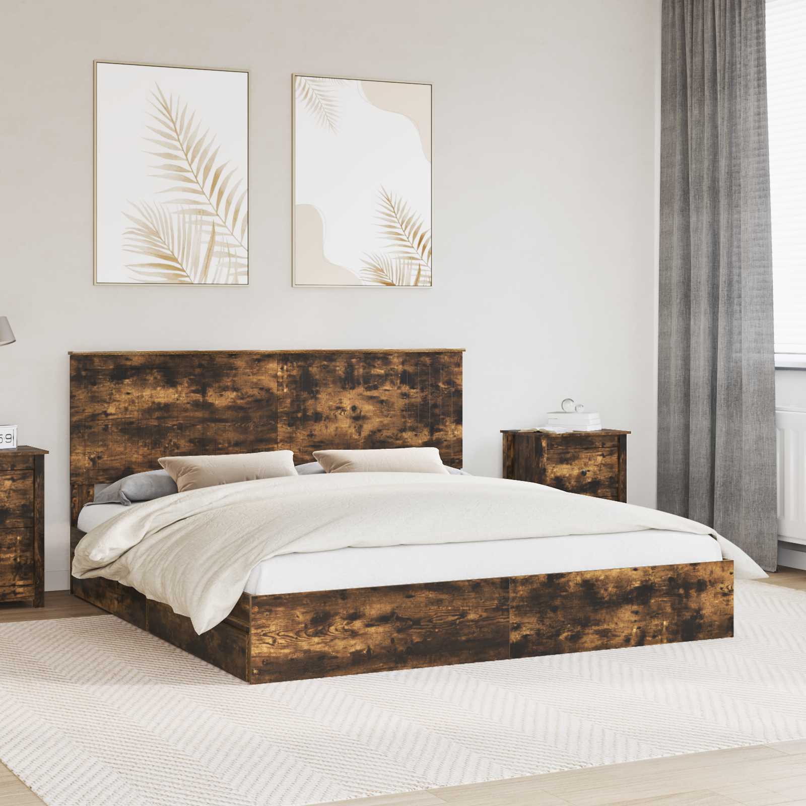 Krevet s od storage s uzglavljem Dimljeni hrast 180 x 200 cm
