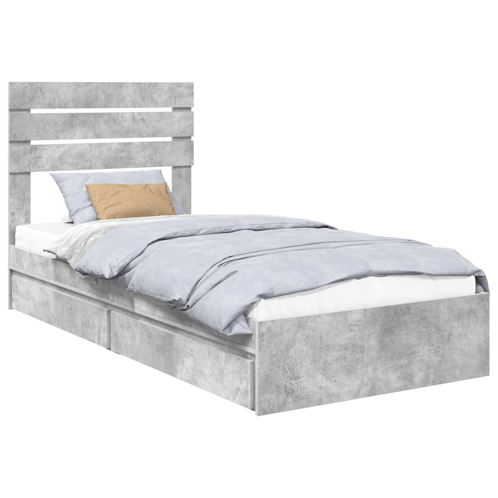 Krevet s od storage Betonski sivi 70 x 190 cm Konstruirano drvo