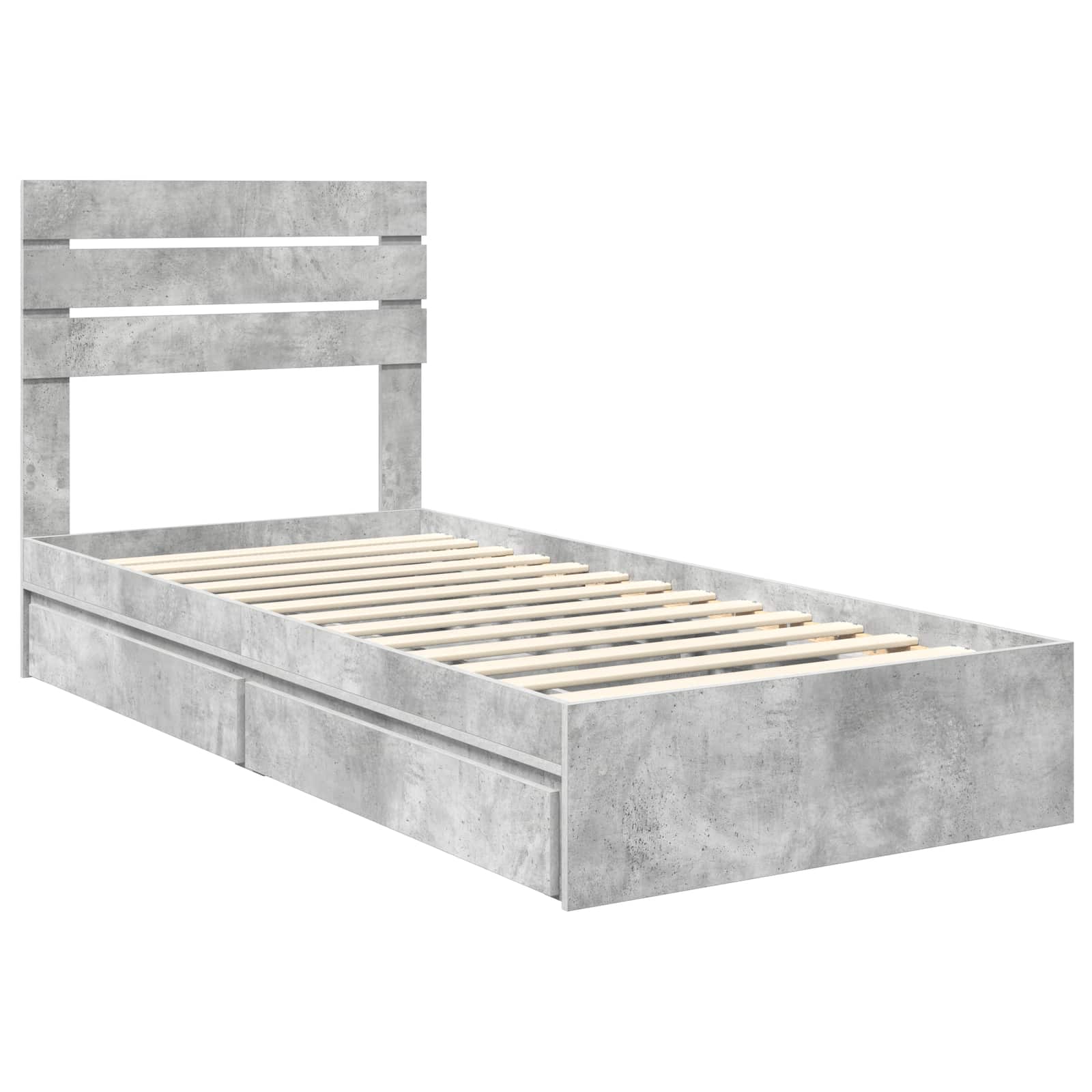 Krevet s od storage Betonski sivi 70 x 190 cm Konstruirano drvo