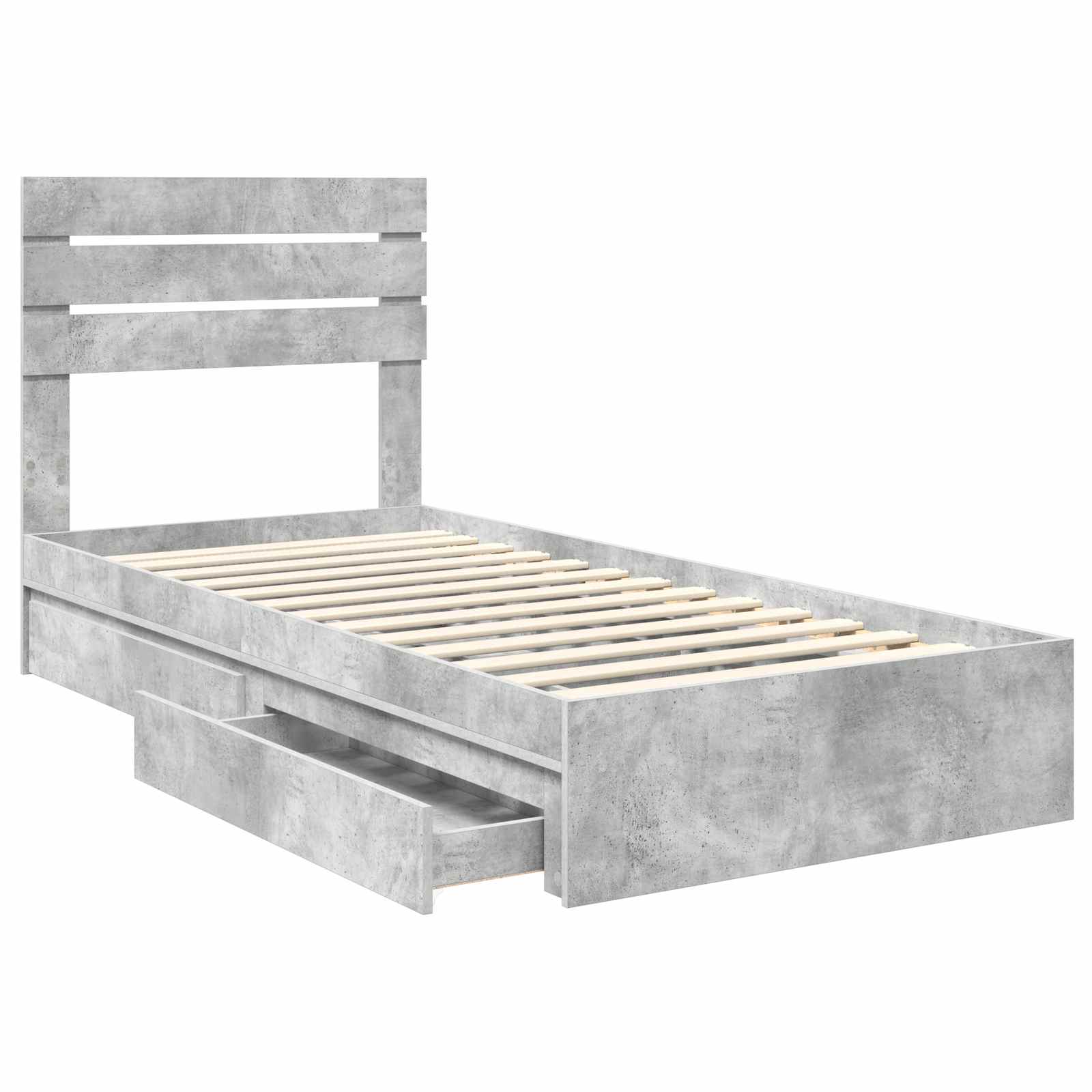 Krevet s od storage Betonski sivi 70 x 190 cm Konstruirano drvo