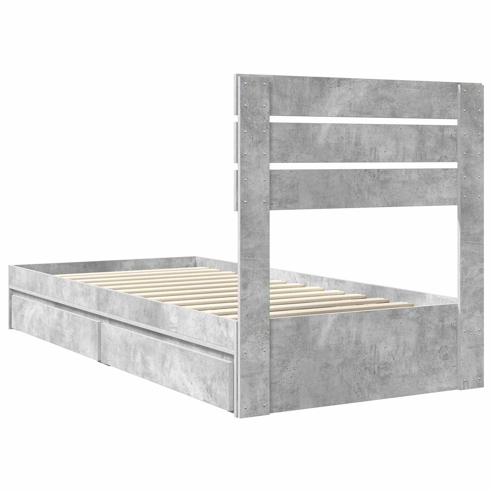 Krevet s od storage Betonski sivi 70 x 190 cm Konstruirano drvo