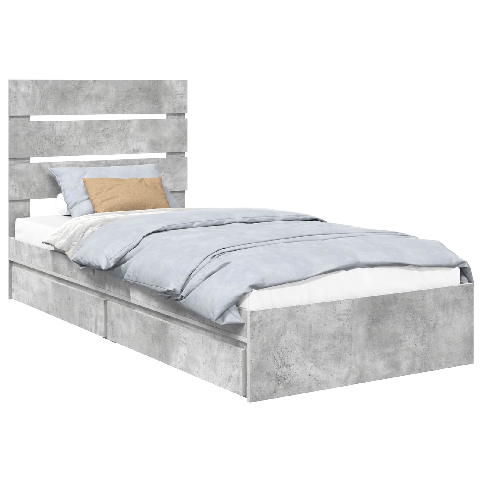 Krevet s od storage Betonski sivi 70 x 190 cm Konstruirano drvo