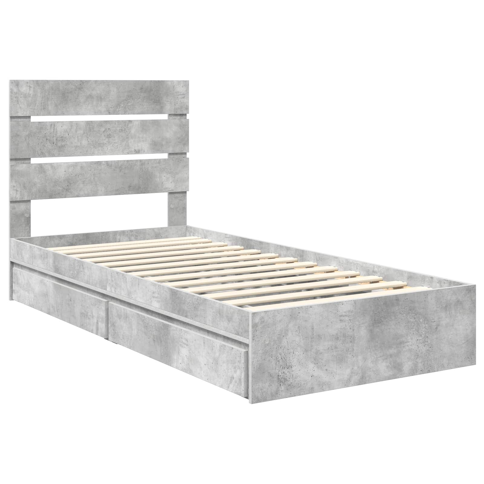 Krevet s od storage Betonski sivi 70 x 190 cm Konstruirano drvo