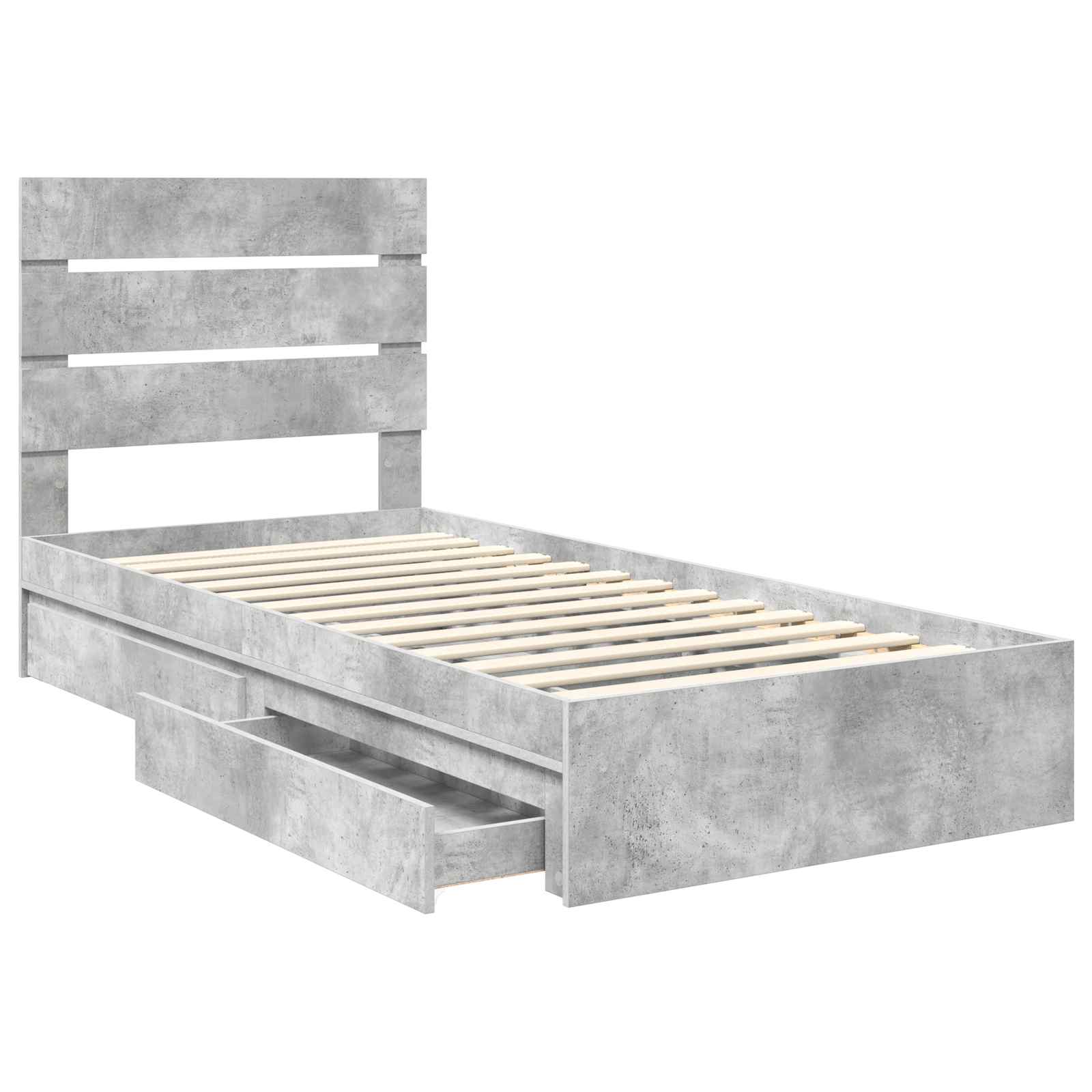 Krevet s od storage Betonski sivi 70 x 190 cm Konstruirano drvo