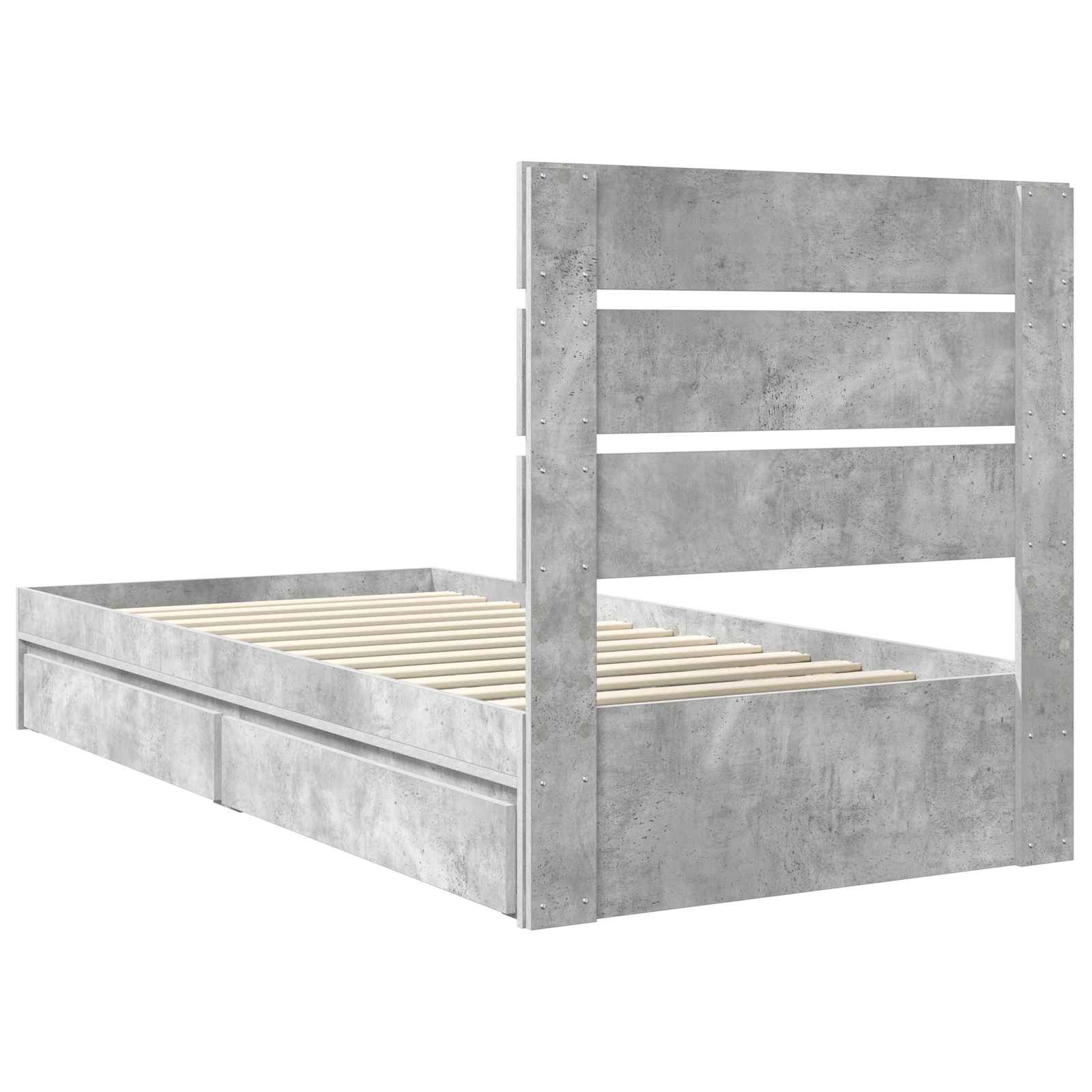 Krevet s od storage Betonski sivi 70 x 190 cm Konstruirano drvo