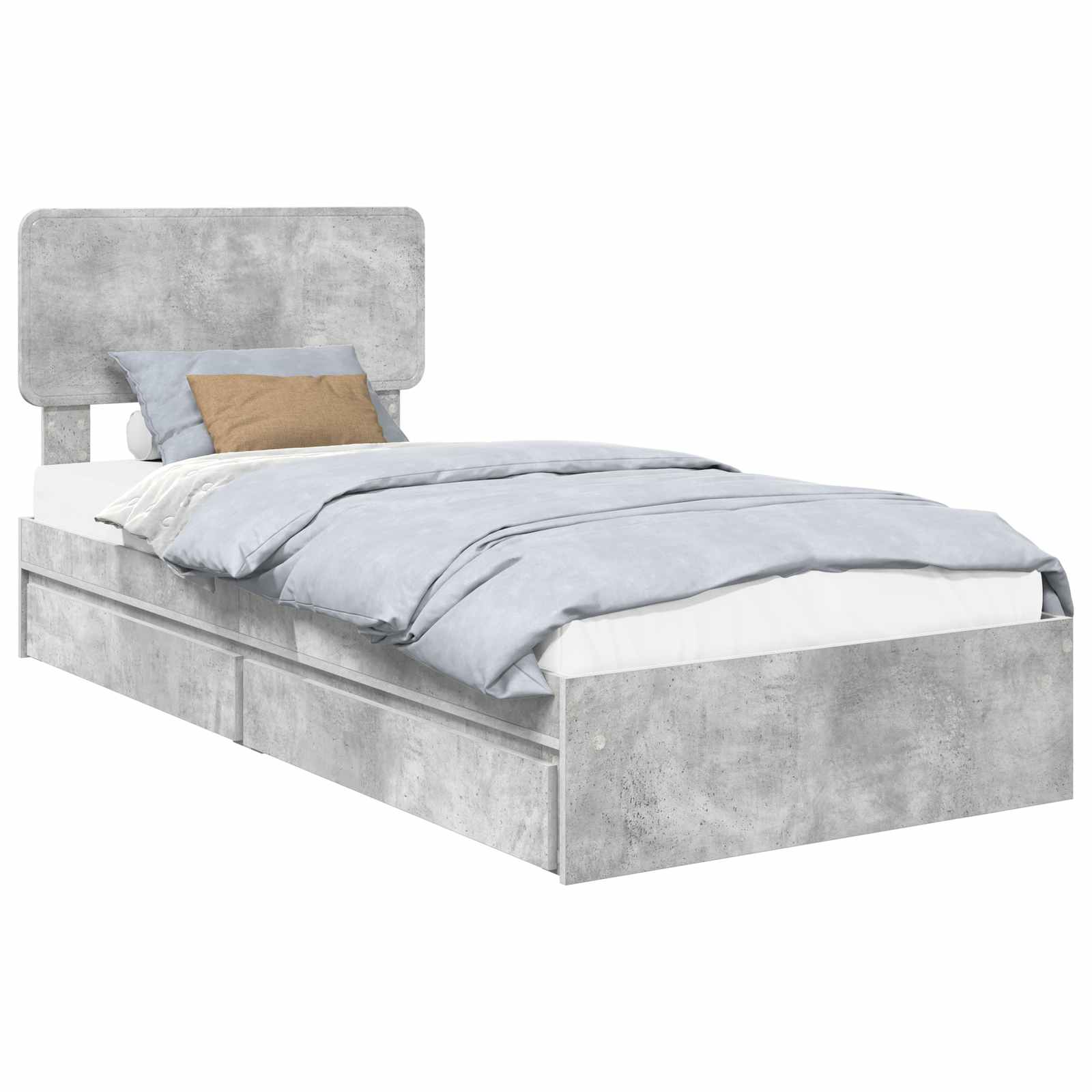 Krevet s od storage Betonski sivi 70 x 190 cm Konstruirano drvo