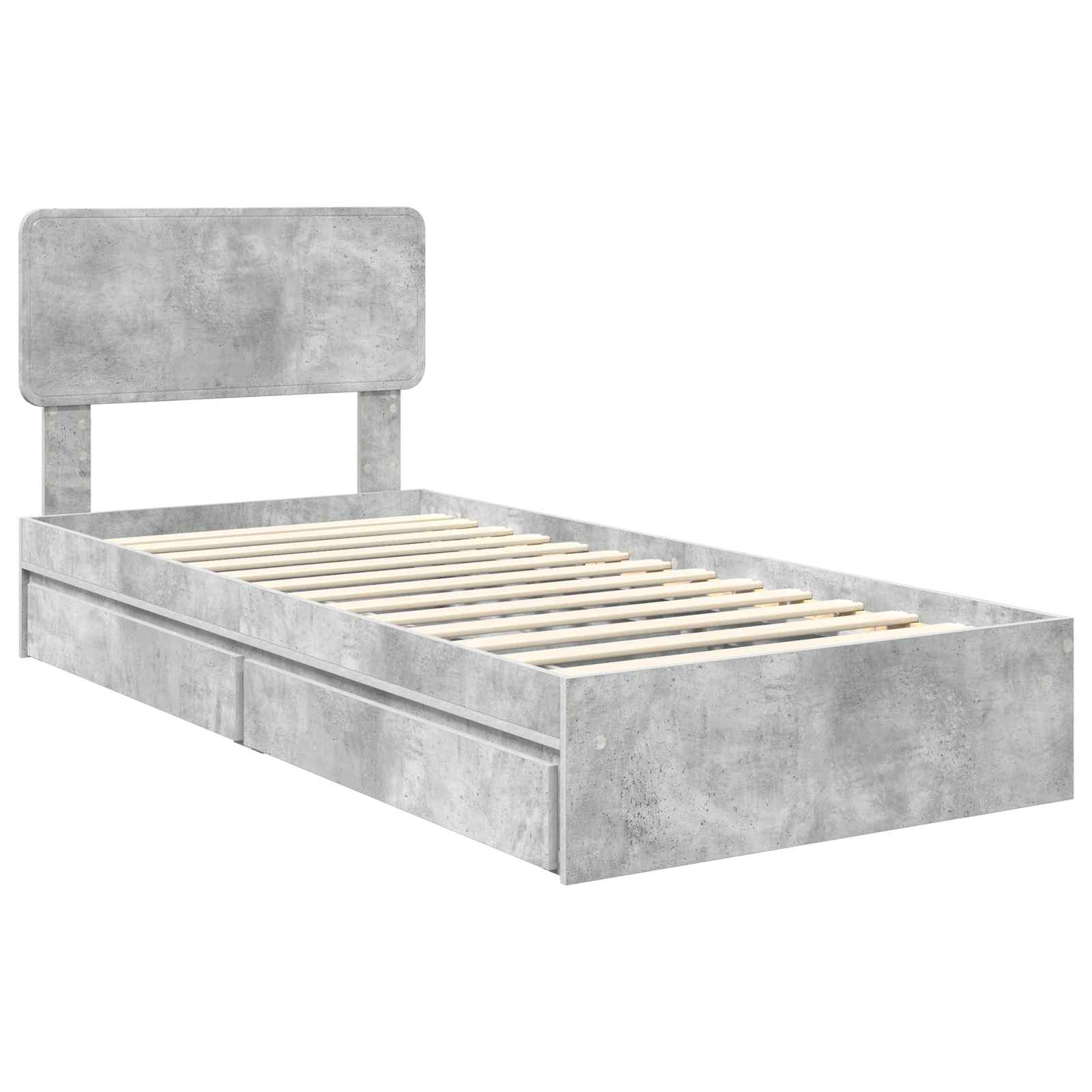Krevet s od storage Betonski sivi 70 x 190 cm Konstruirano drvo