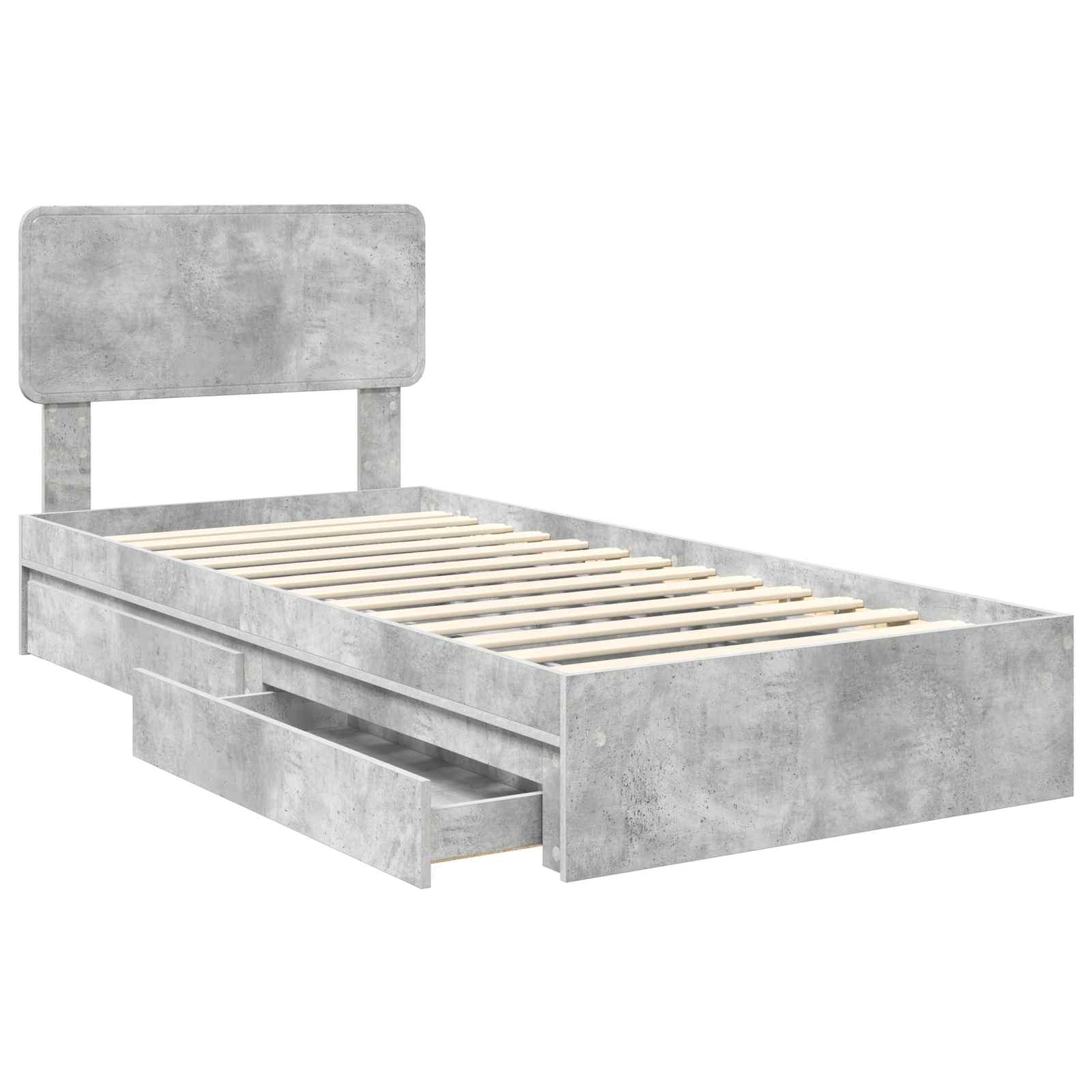 Krevet s od storage Betonski sivi 70 x 190 cm Konstruirano drvo
