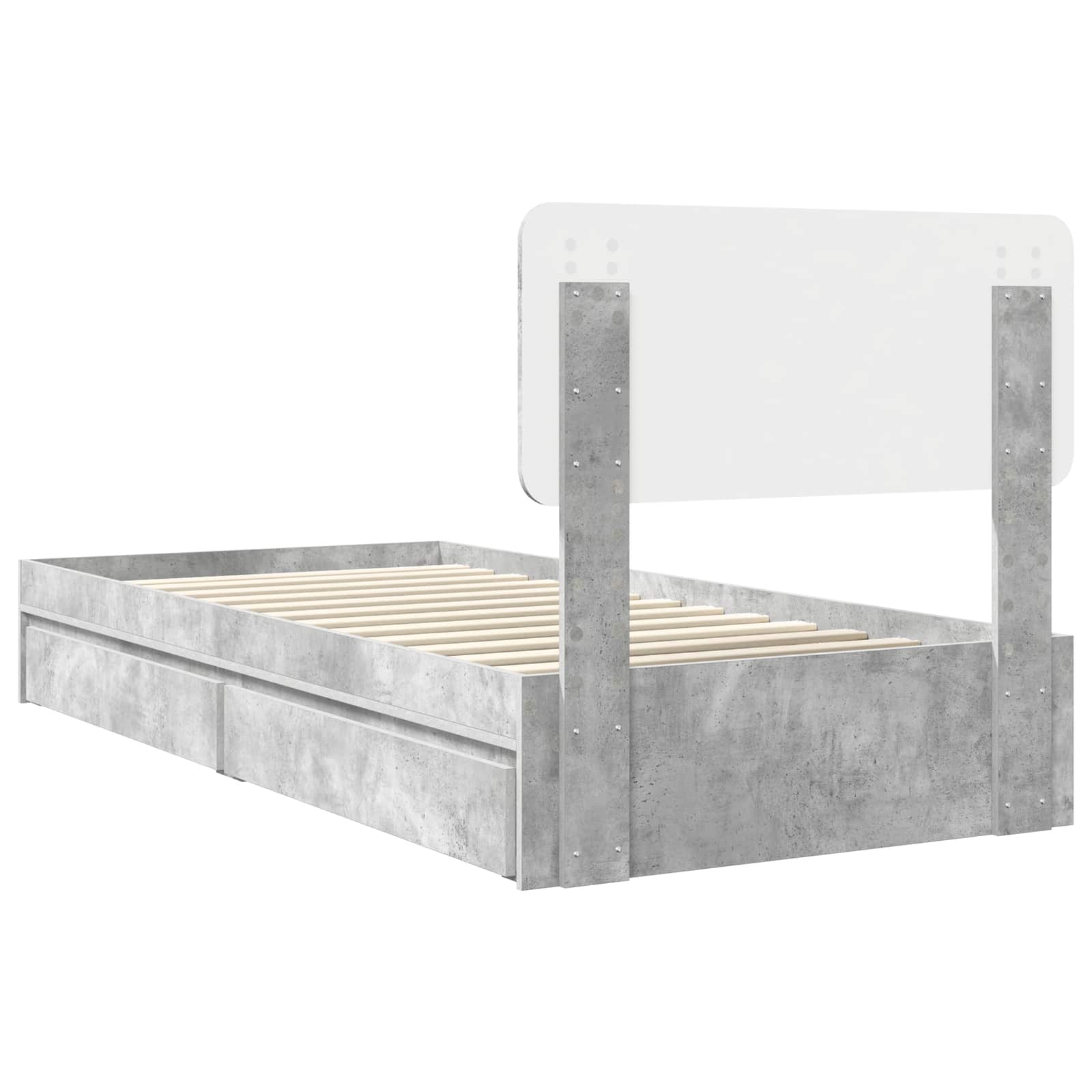 Krevet s od storage Betonski sivi 70 x 190 cm Konstruirano drvo
