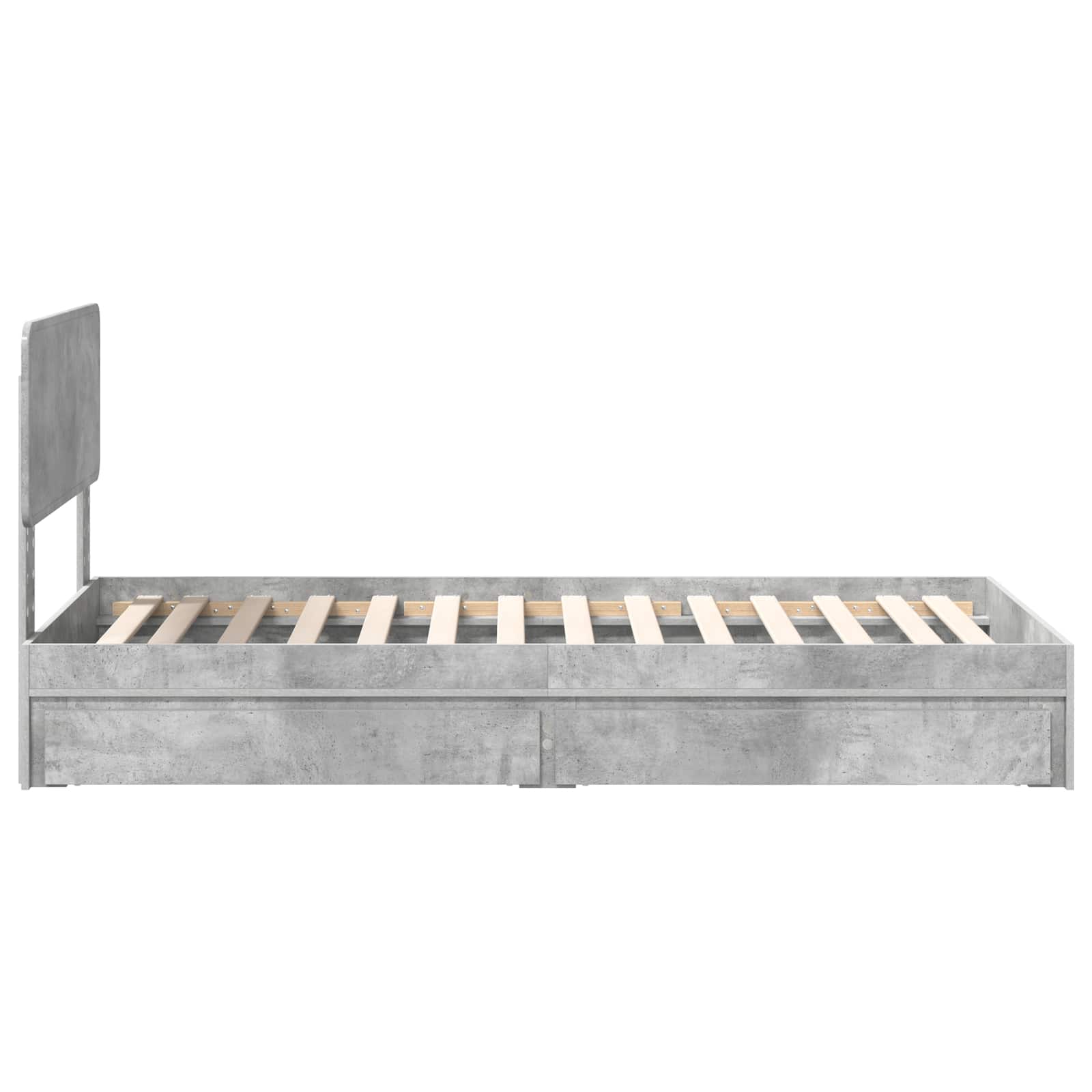 Krevet s od storage Betonski sivi 70 x 190 cm Konstruirano drvo