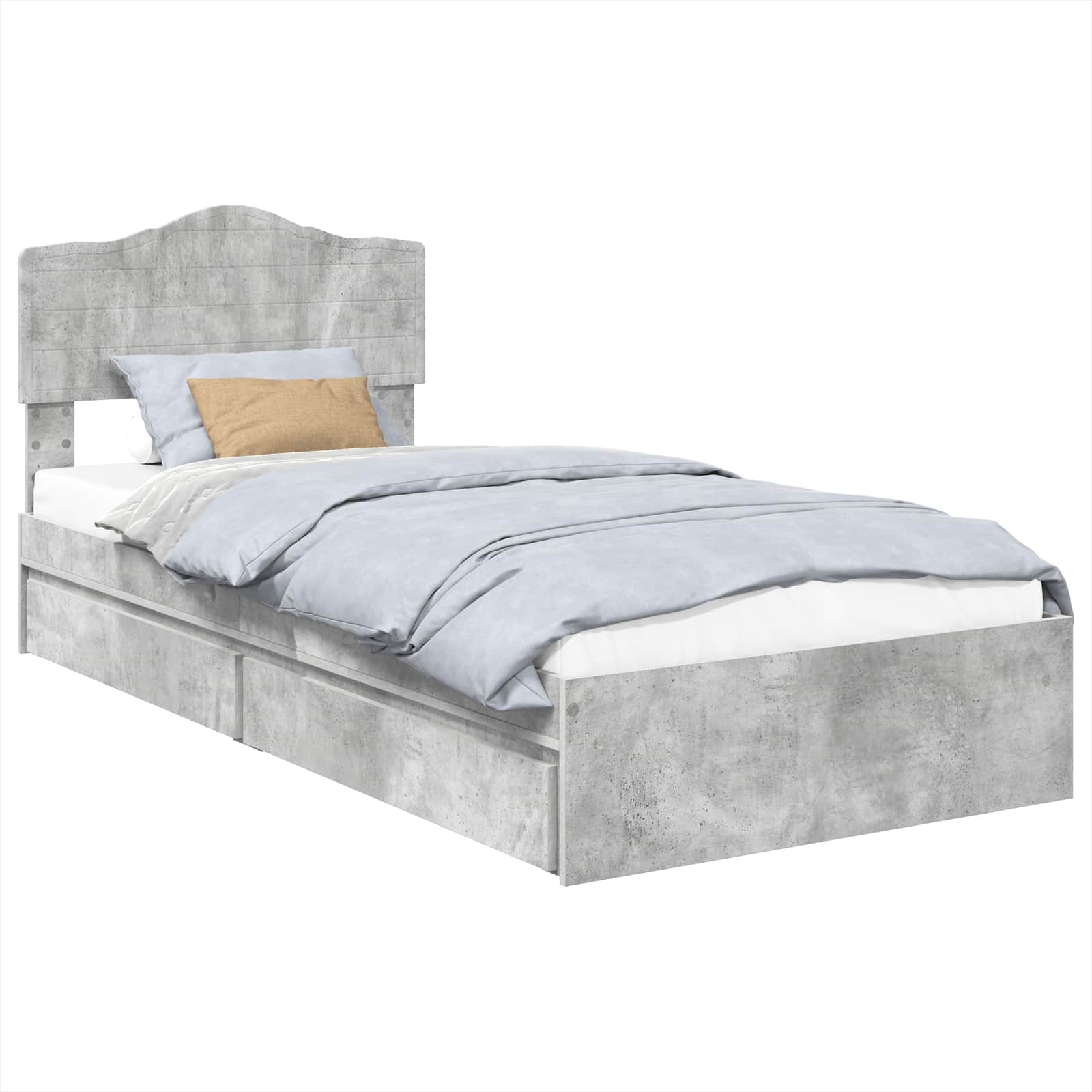 Krevet s od storage Betonski sivi 70 x 190 cm Konstruirano drvo