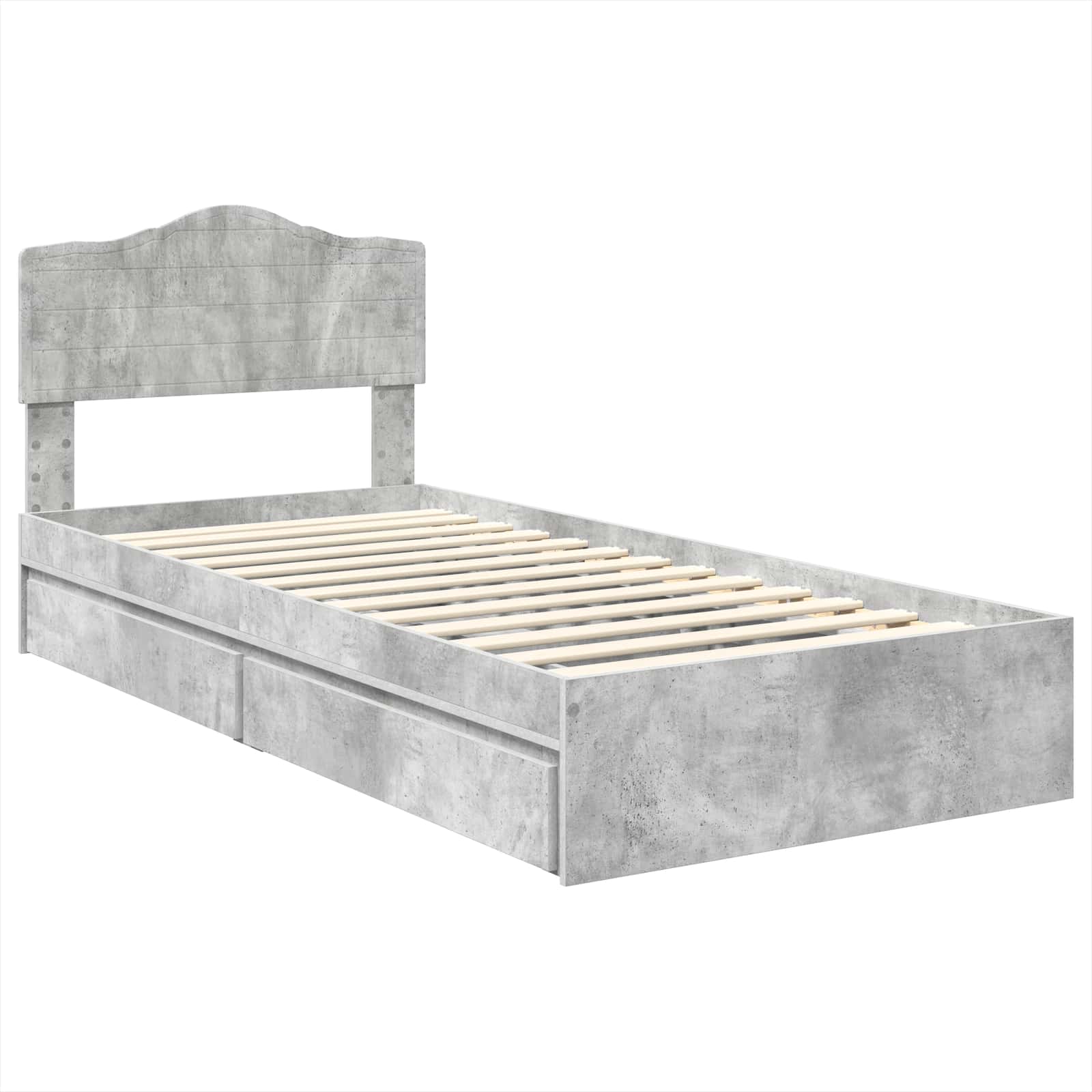 Krevet s od storage Betonski sivi 70 x 190 cm Konstruirano drvo