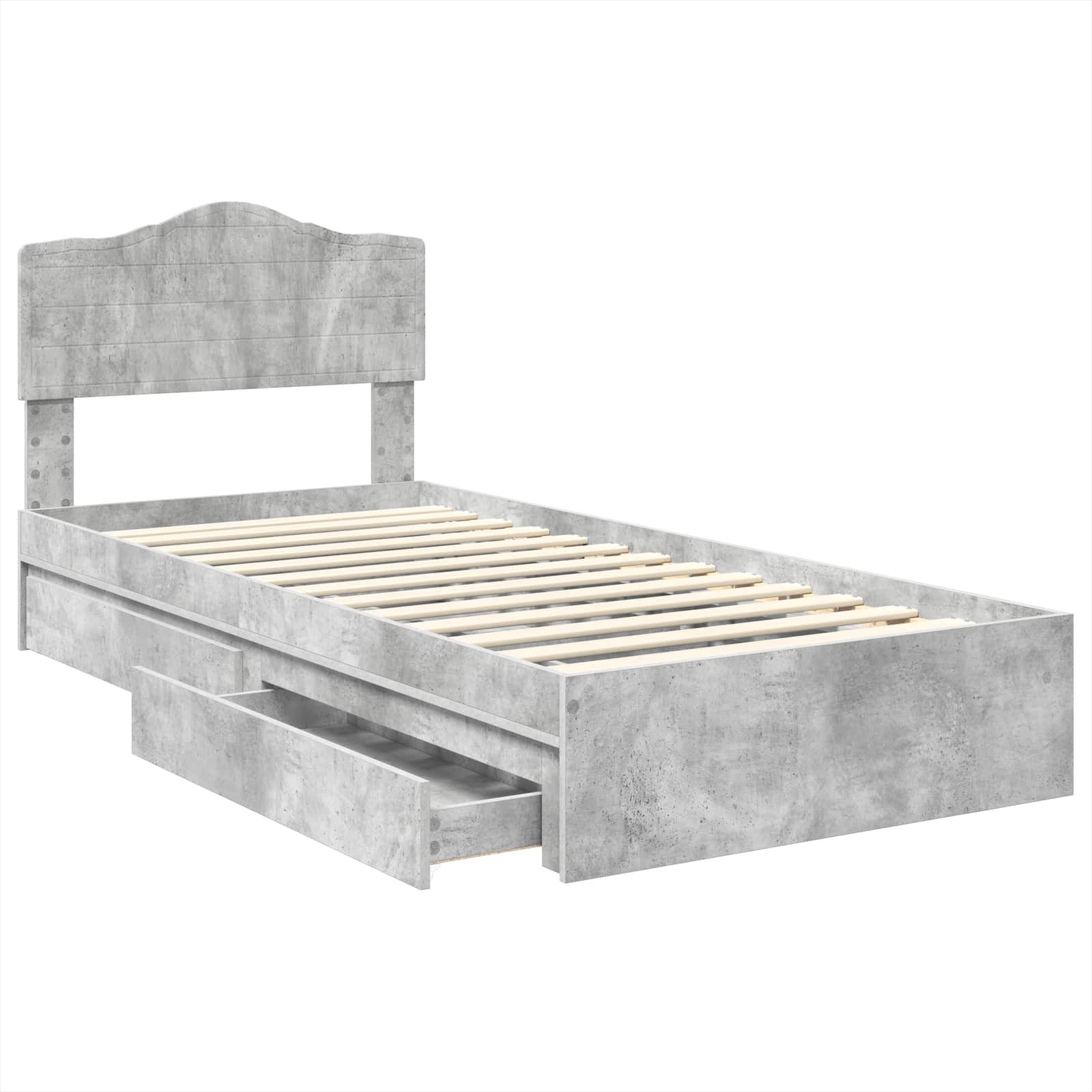 Krevet s od storage Betonski sivi 70 x 190 cm Konstruirano drvo