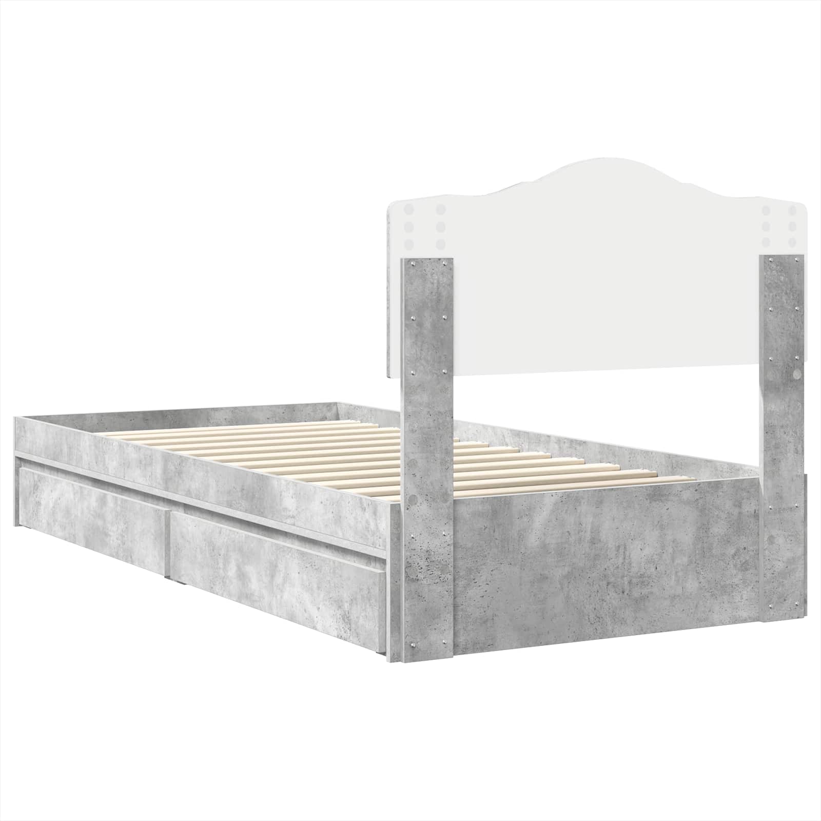 Krevet s od storage Betonski sivi 70 x 190 cm Konstruirano drvo