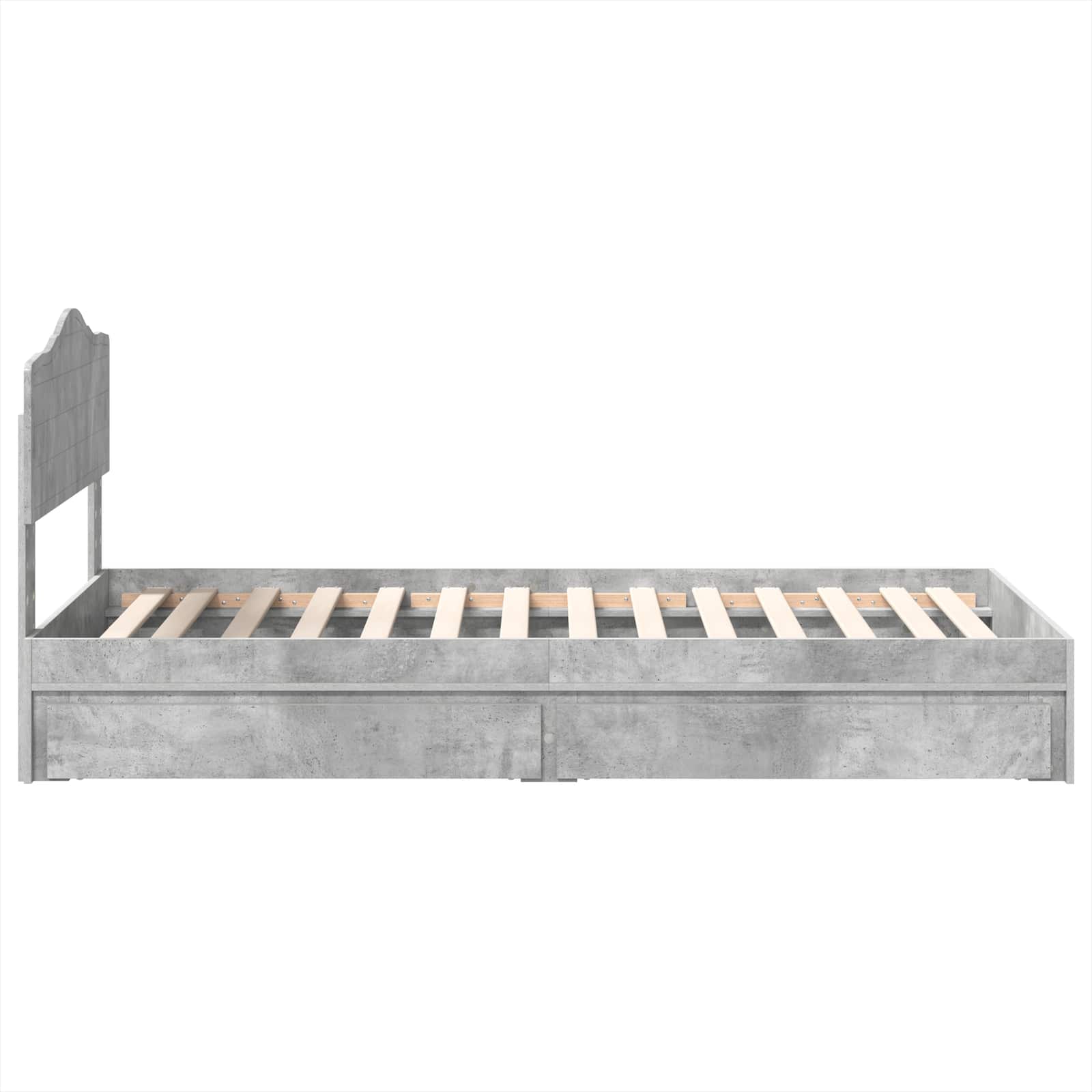 Krevet s od storage Betonski sivi 70 x 190 cm Konstruirano drvo