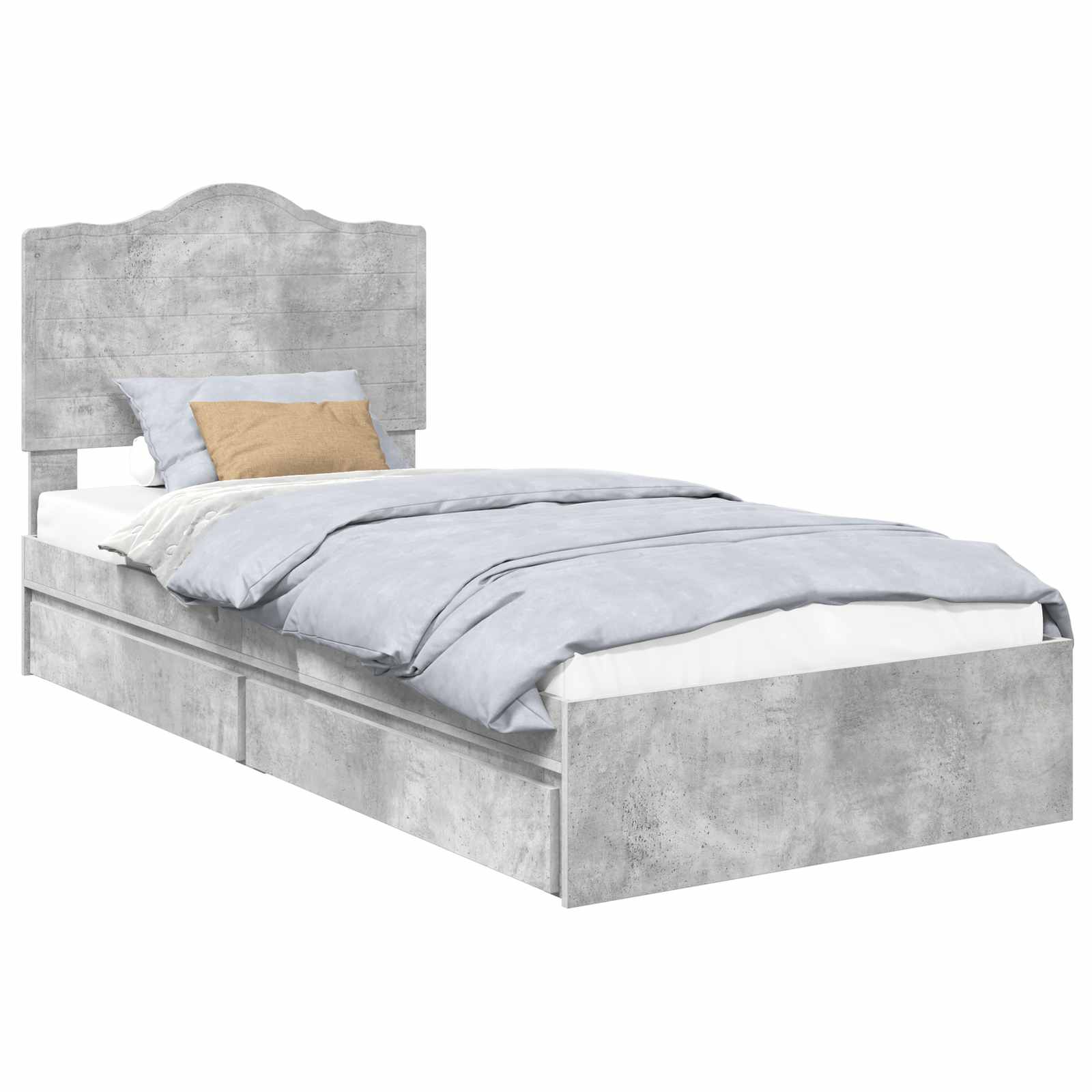 Krevet s od storage Betonski sivi 70 x 190 cm Konstruirano drvo