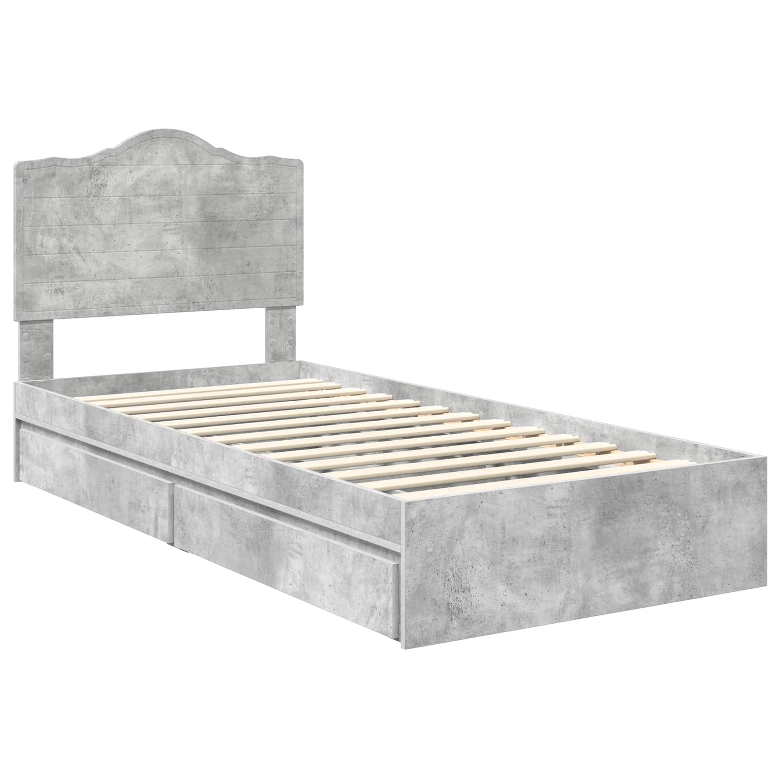 Krevet s od storage Betonski sivi 70 x 190 cm Konstruirano drvo