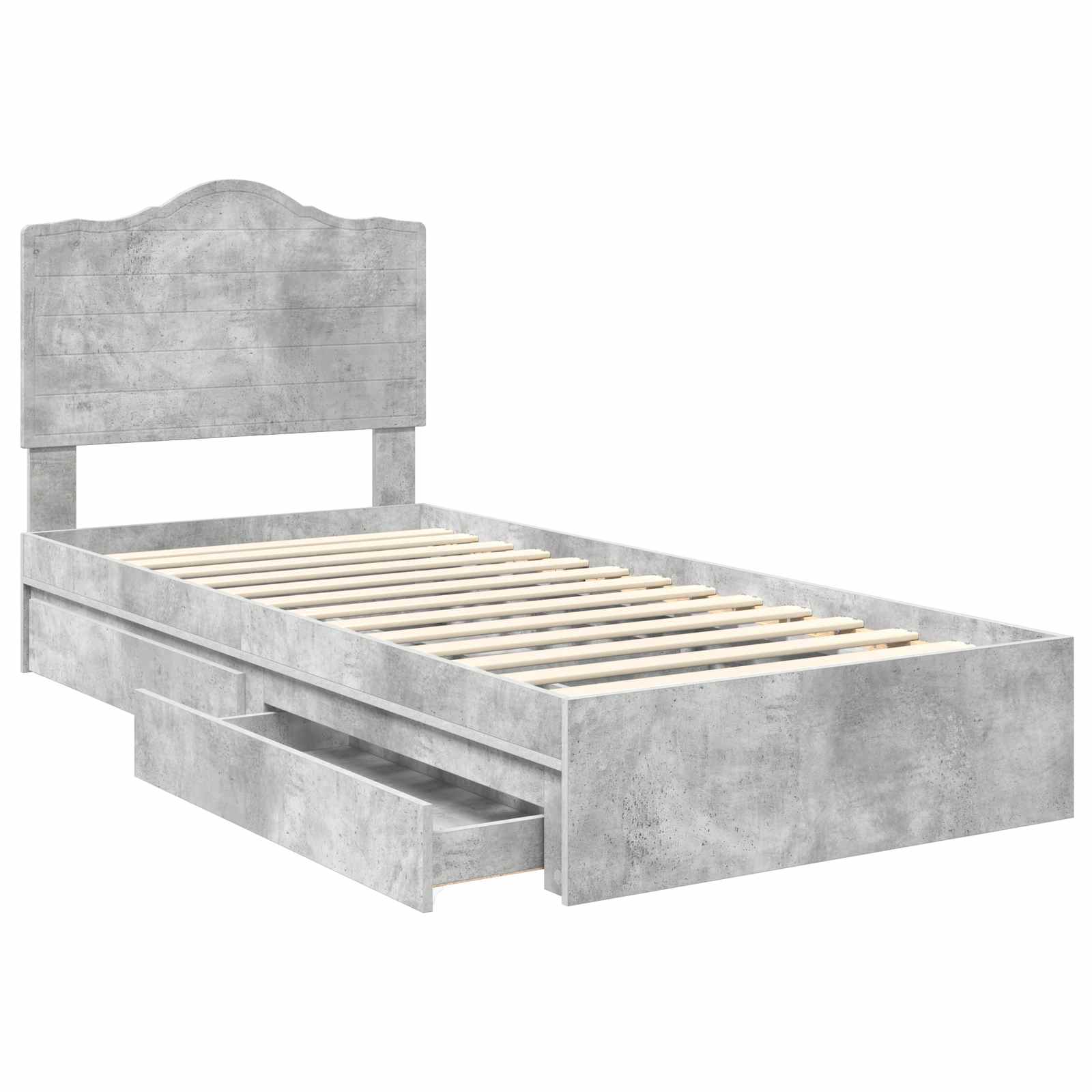 Krevet s od storage Betonski sivi 70 x 190 cm Konstruirano drvo