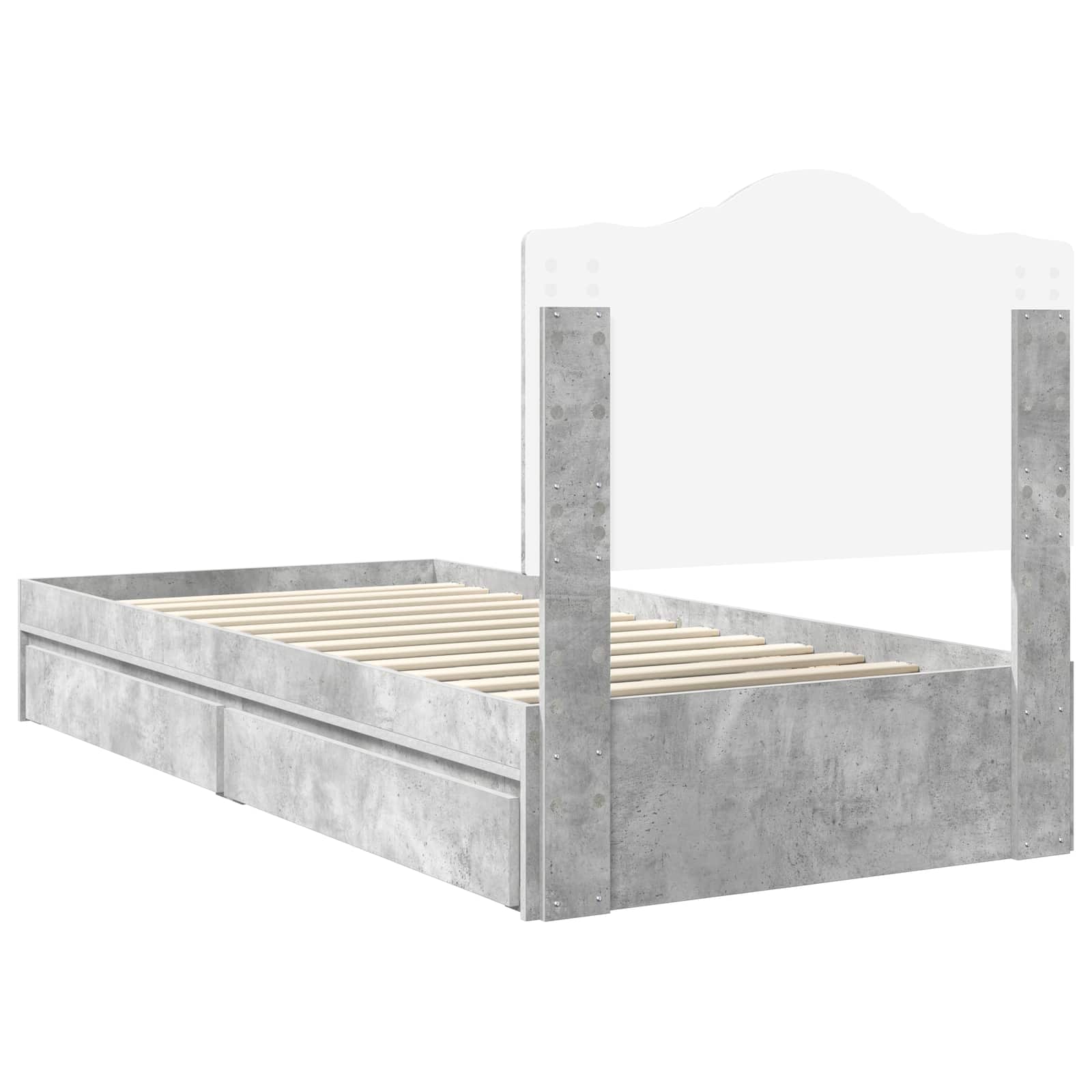 Krevet s od storage Betonski sivi 70 x 190 cm Konstruirano drvo