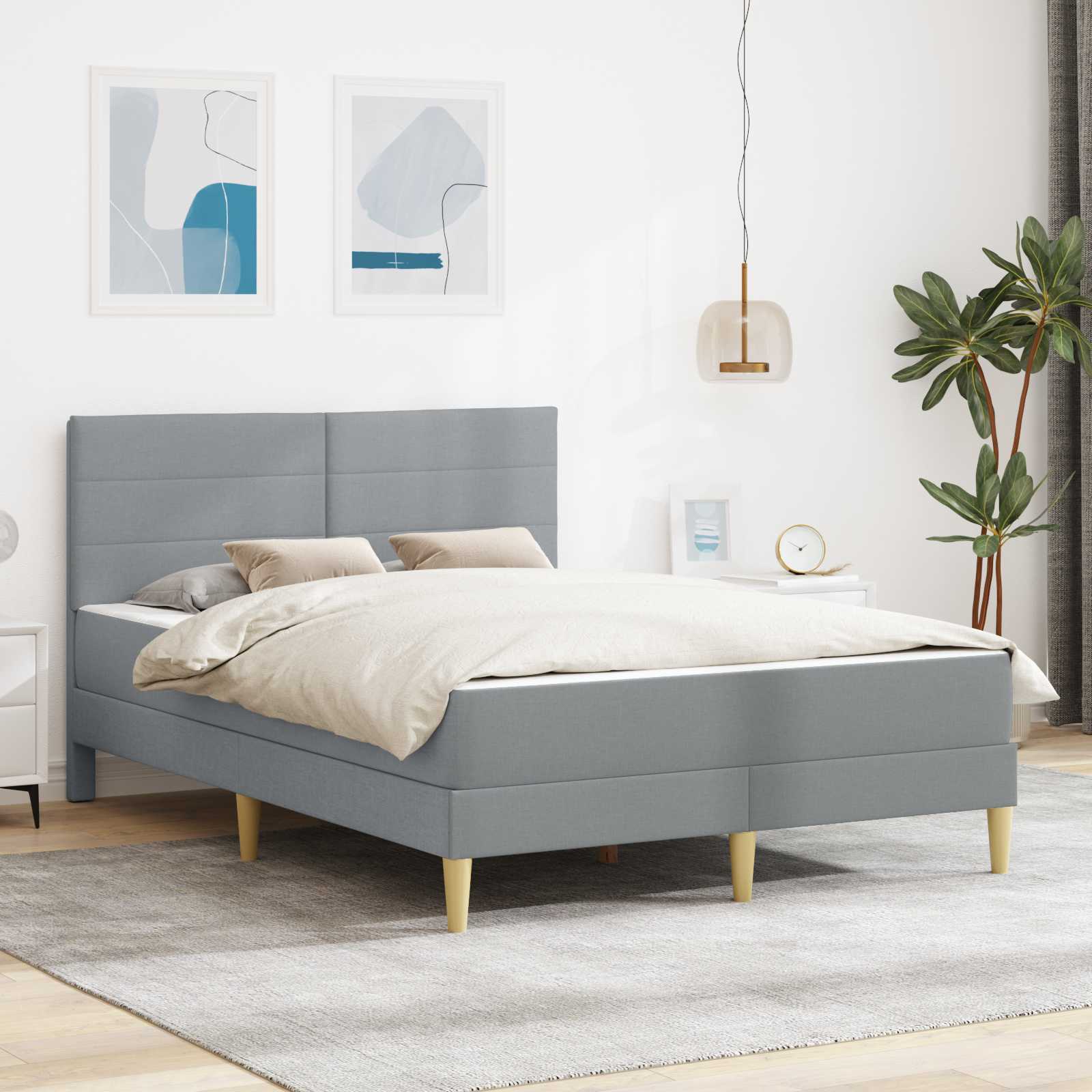 Krevetna konstrukcija Svijetlo siva 140 x 190 cm Poliester