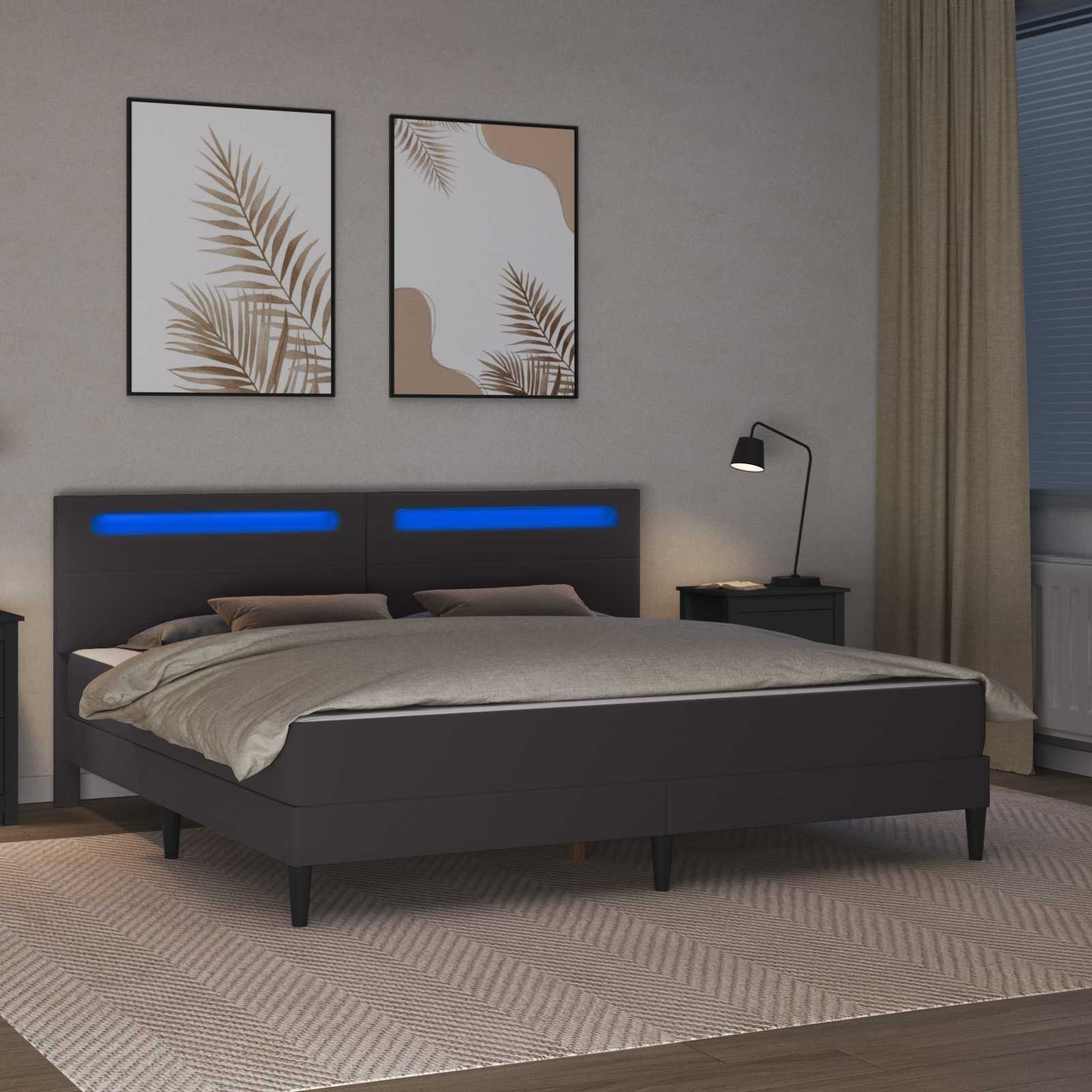 Krevetna konstrukcija Siva 200 x 200 cm Umjetna koža
